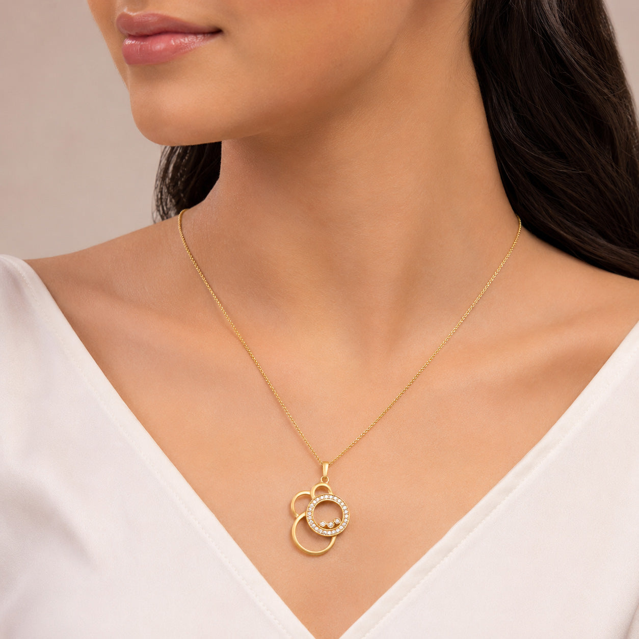 Golden Orbit 925 Sterling Silver Circle Pendant