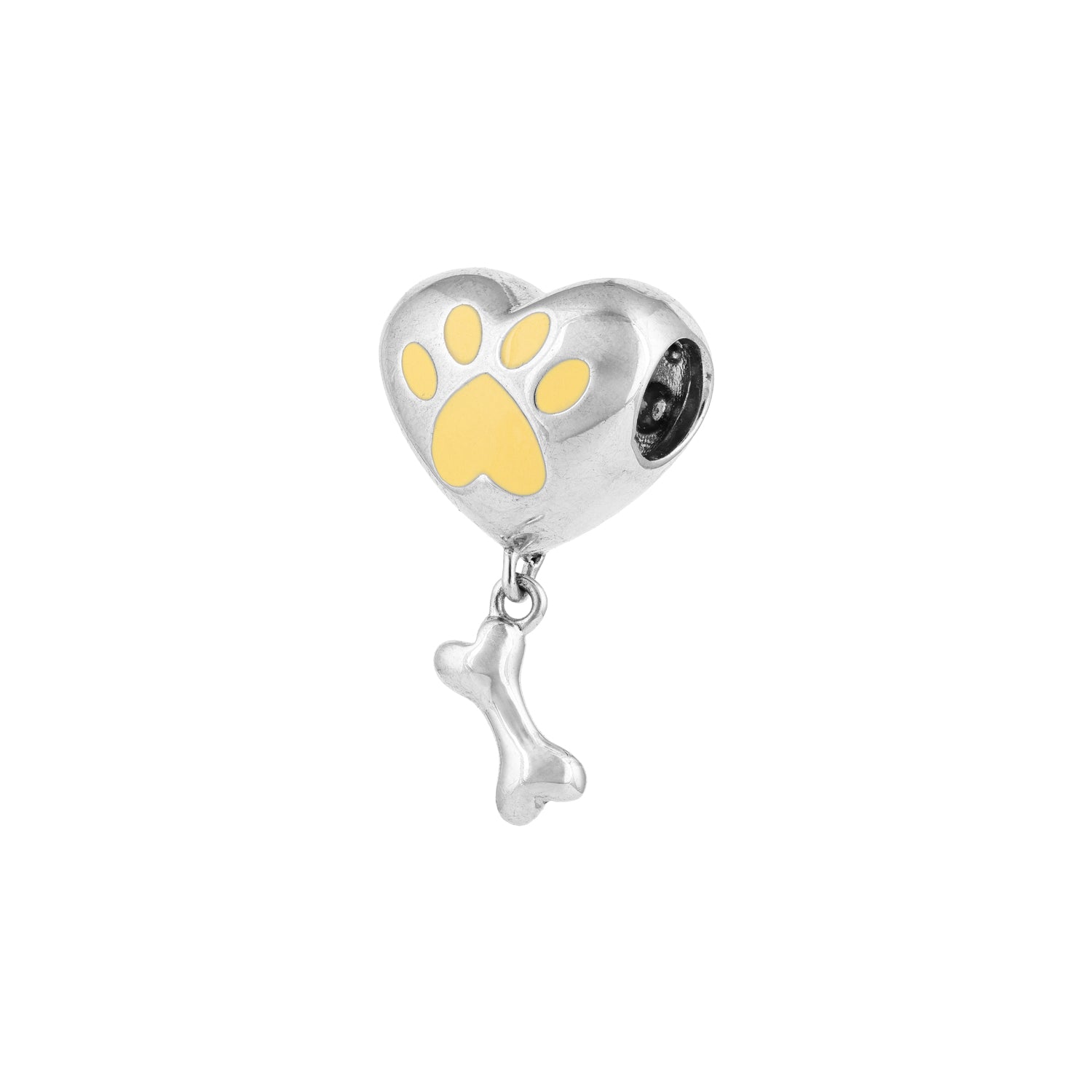 Golden Paw Print Heart Charm 925 Sterling Silver Pendant for women