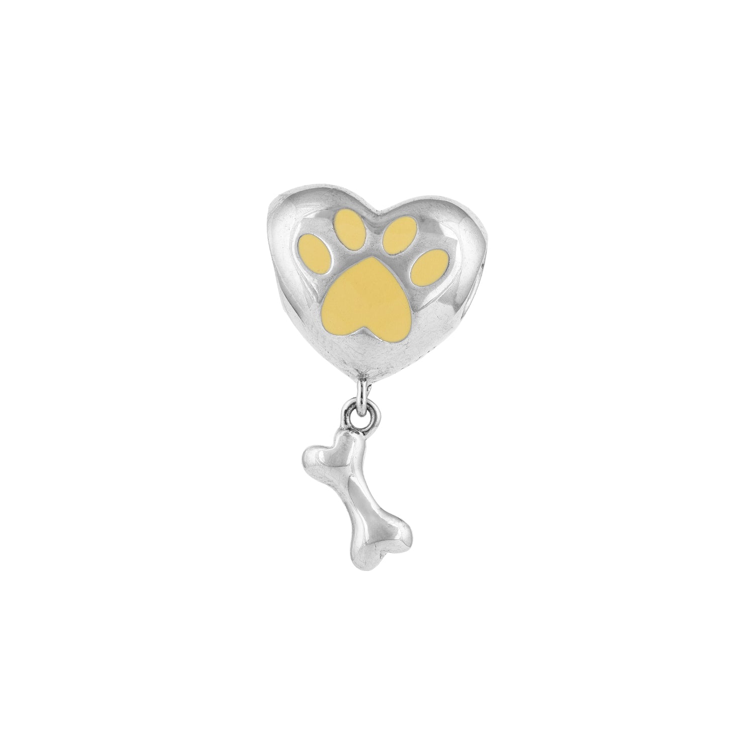 Golden Paw Print Heart Charm 925 Sterling Silver Pendant for women