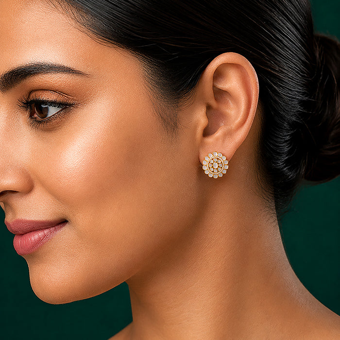 Golden Petal 925 Sterling Silver Mother of Pearl Earrings