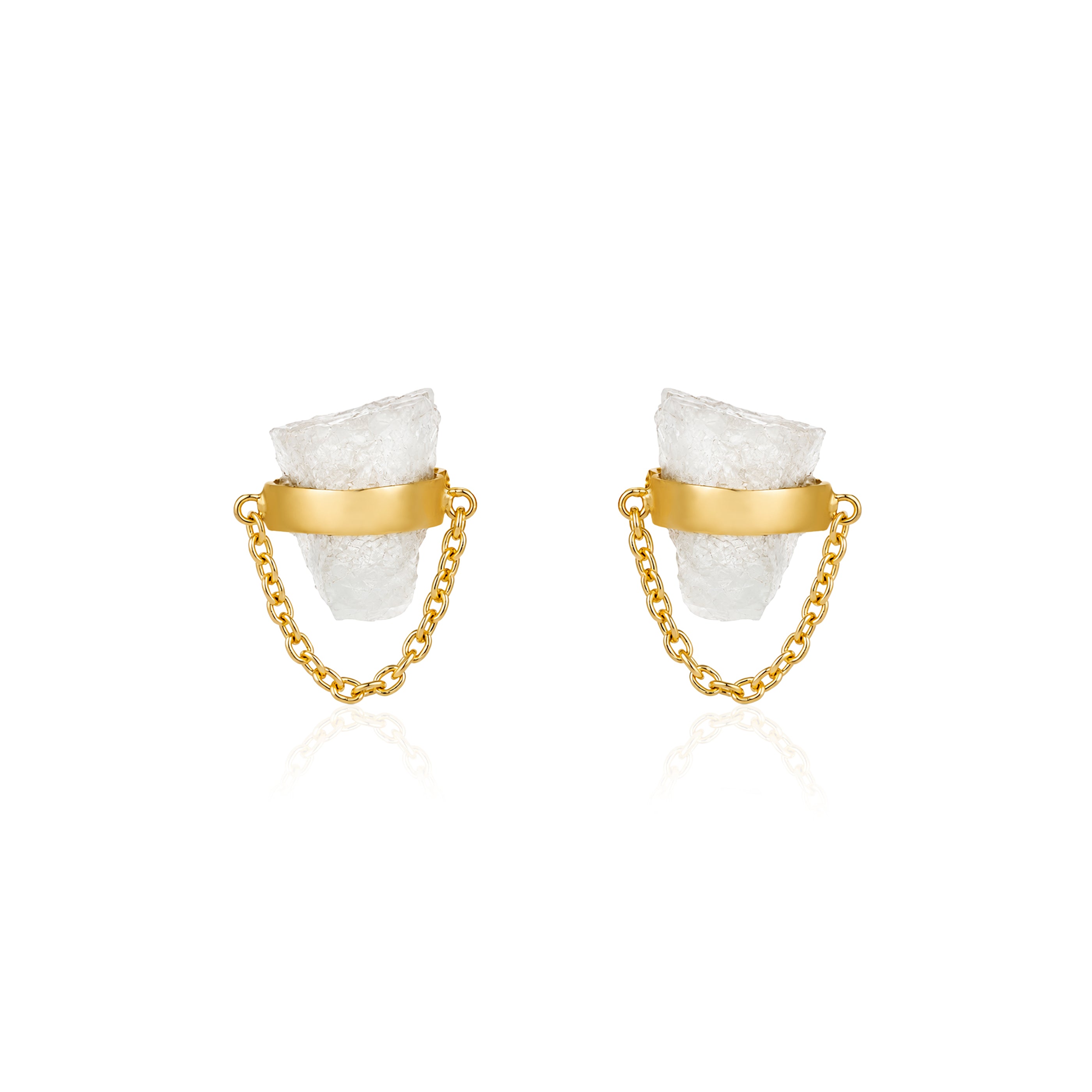 Golden Chain Embrace 925 Sterling Silver Designer Earring