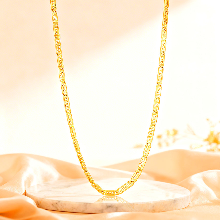 Golden Chic Patterned Link 925 Sterling Silver Chain for Men