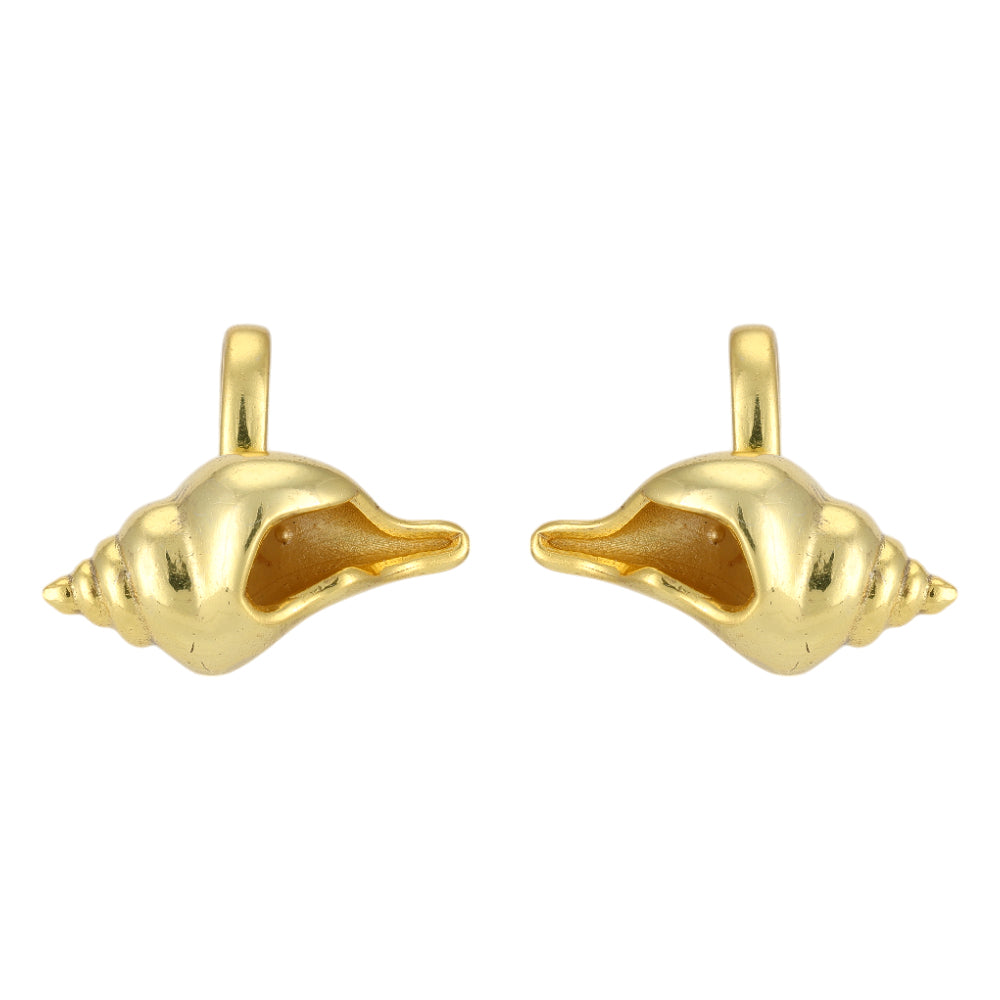 Golden Coastal Conch Shell 925 Earrings