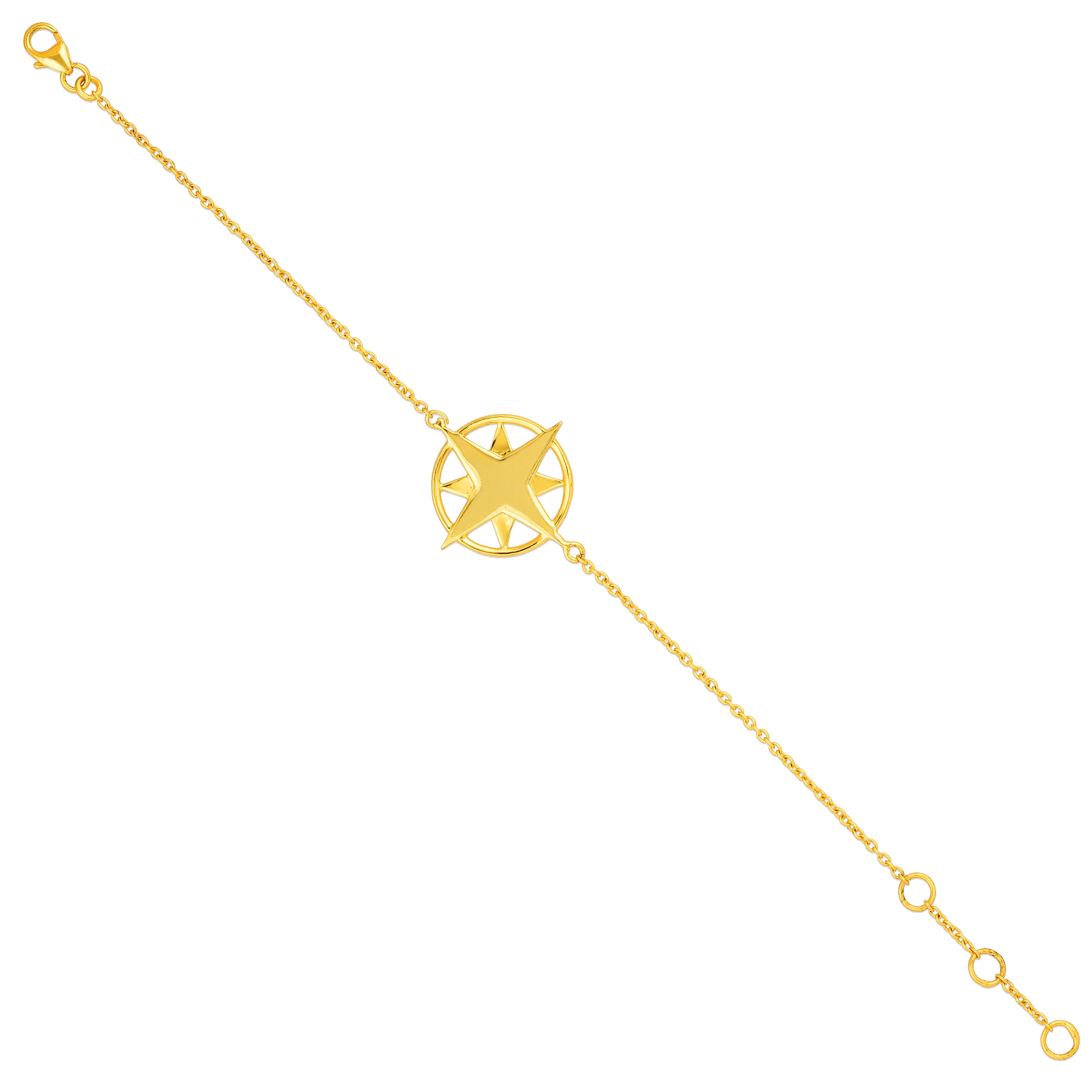 Golden Compass 925 Sterling Silver Minimal Bracelet