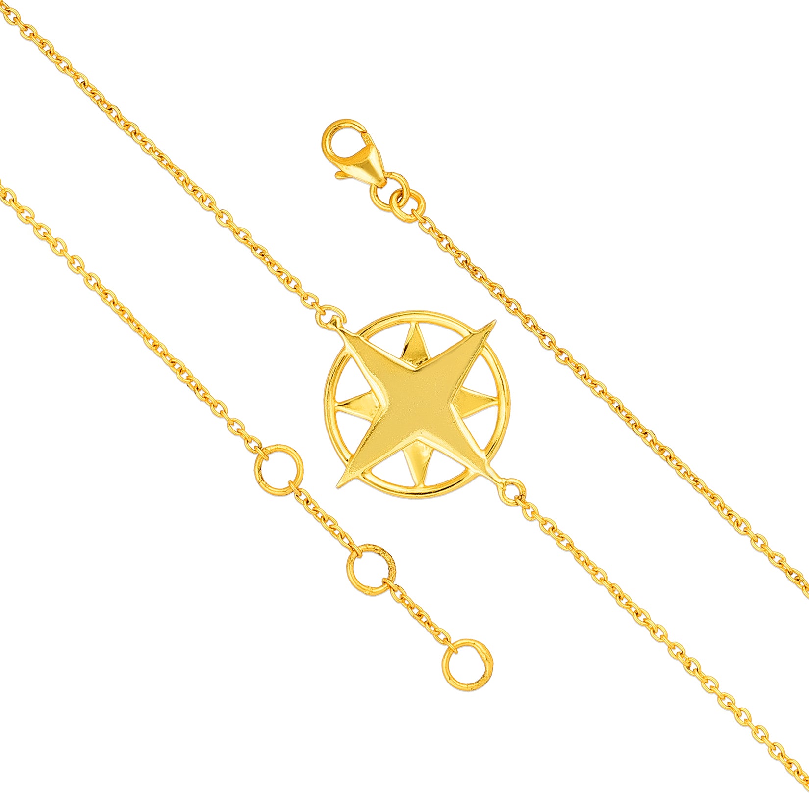 Golden Compass 925 Sterling Silver Minimal Bracelet