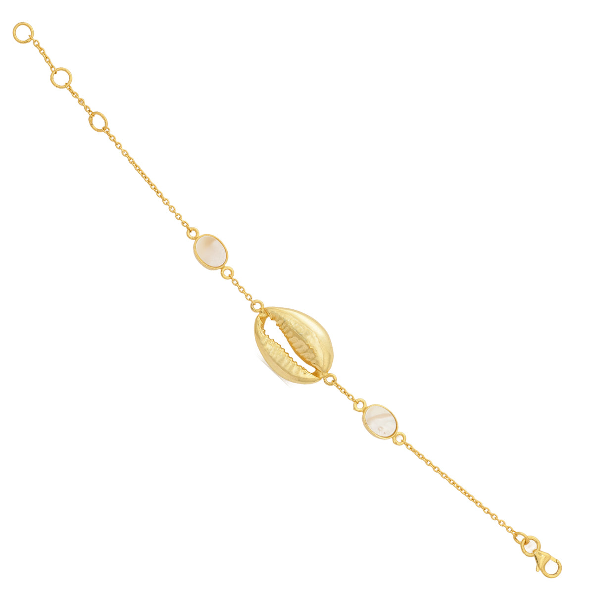 Golden Cowrie Shell Sterling Silver Gold Plated Bracelet