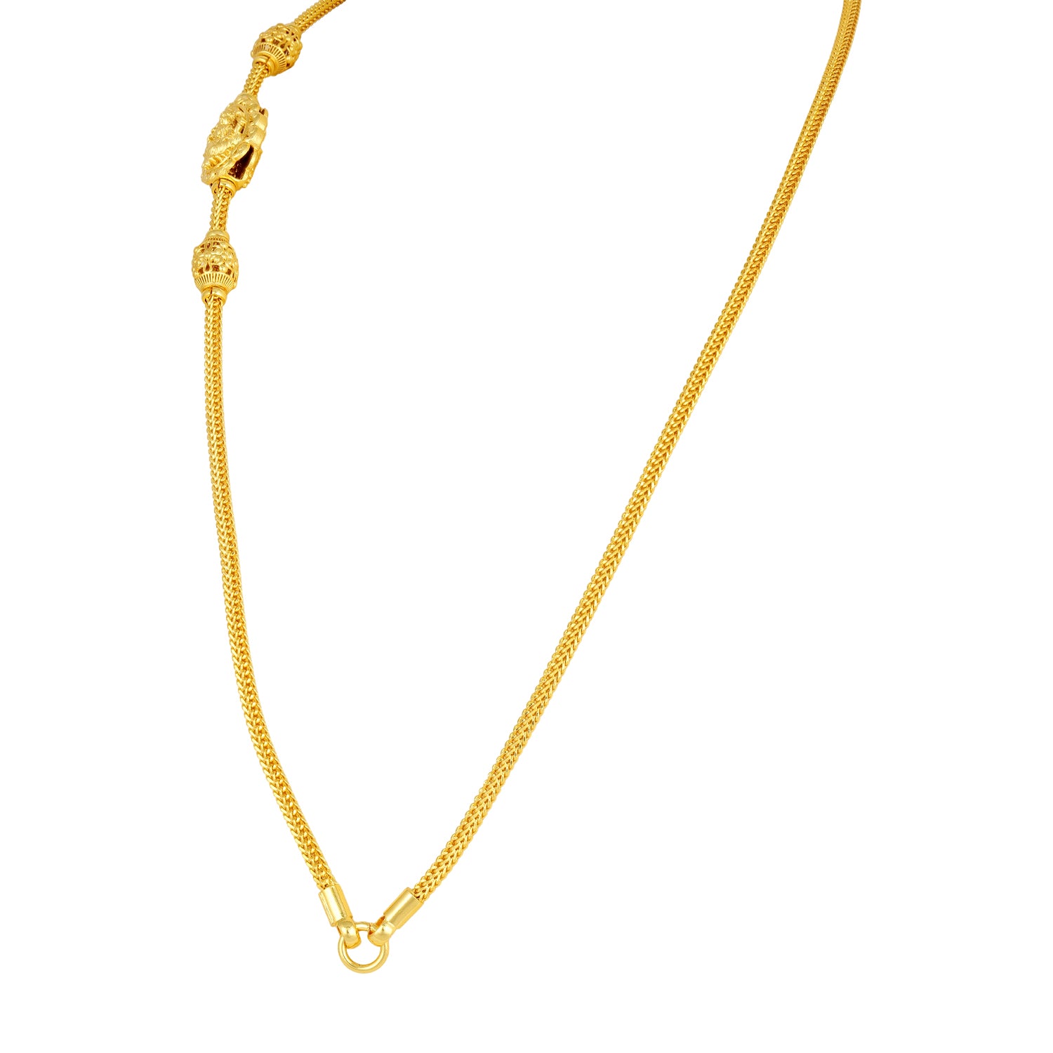Golden Divine Goddess Lakshmi Peacock Mugappu 925 Sterling Silver Thali Chain for Women