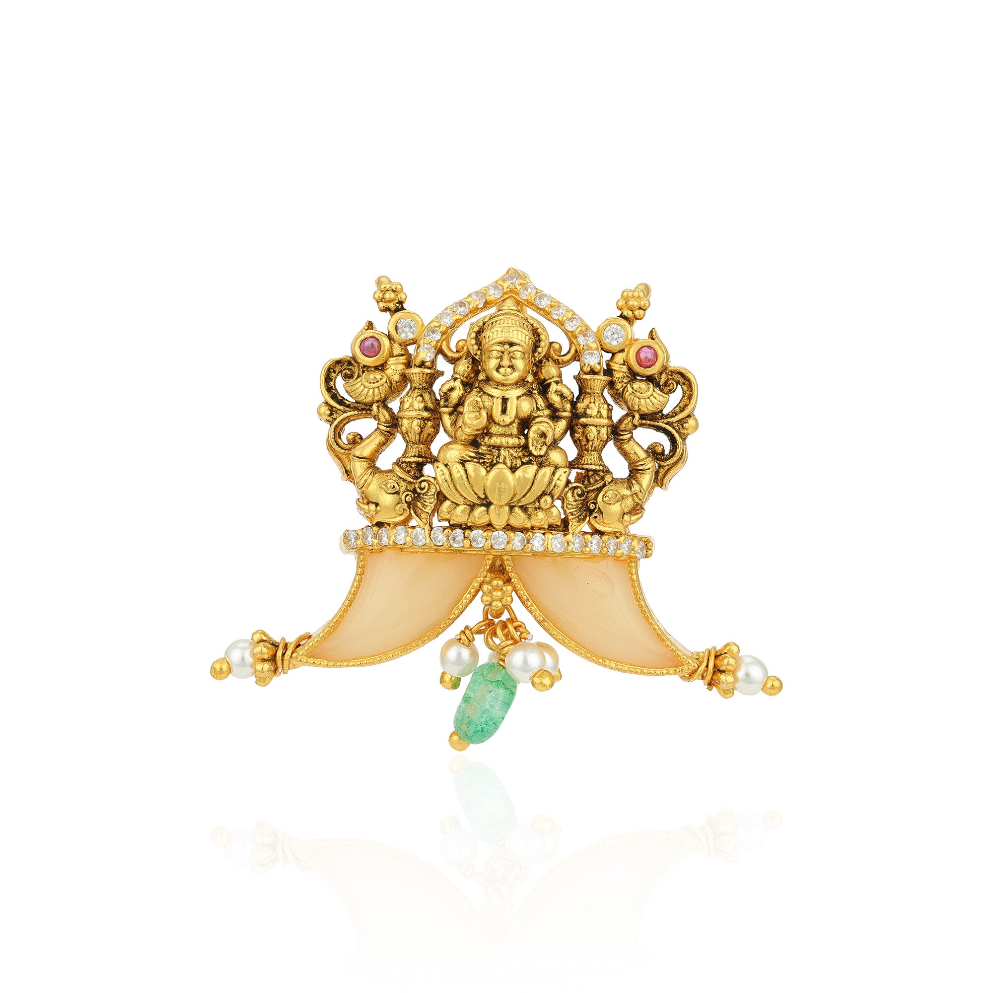 Golden Divine Lakshmi Puligoru Temple 925 Sterling Silver Pendant for Women