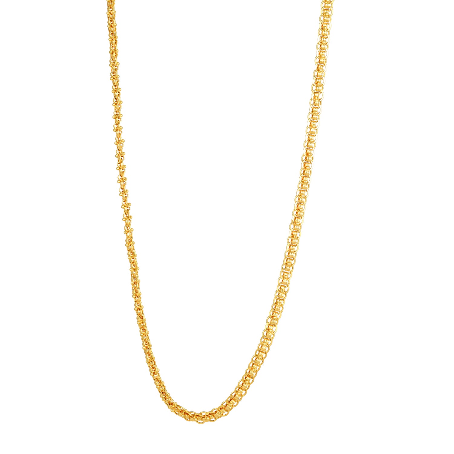 Golden Double Link Rolo Pattern 925 Sterling Silver Chain for Women