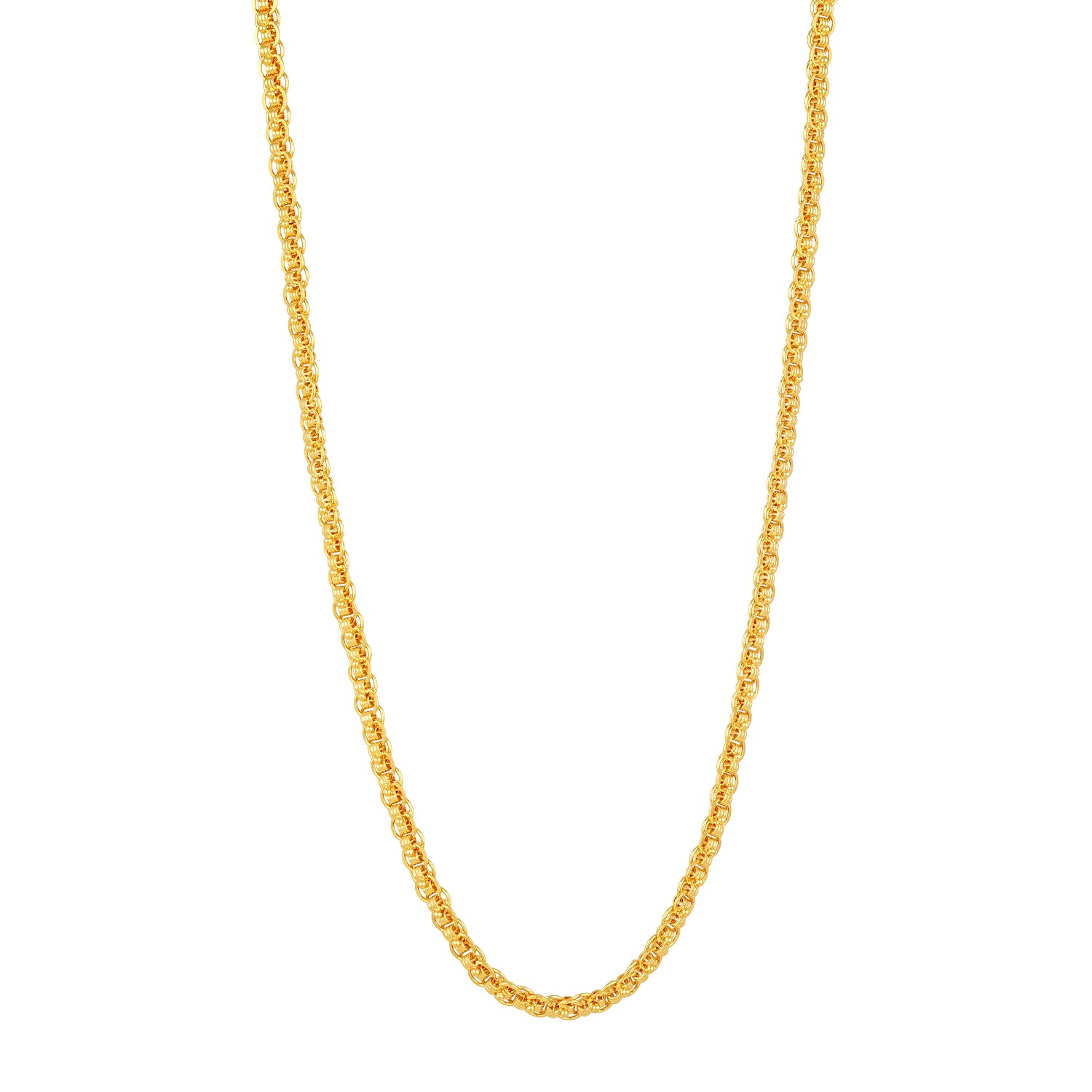 Golden Double Link Rolo Pattern 925 Sterling Silver Chain for Women