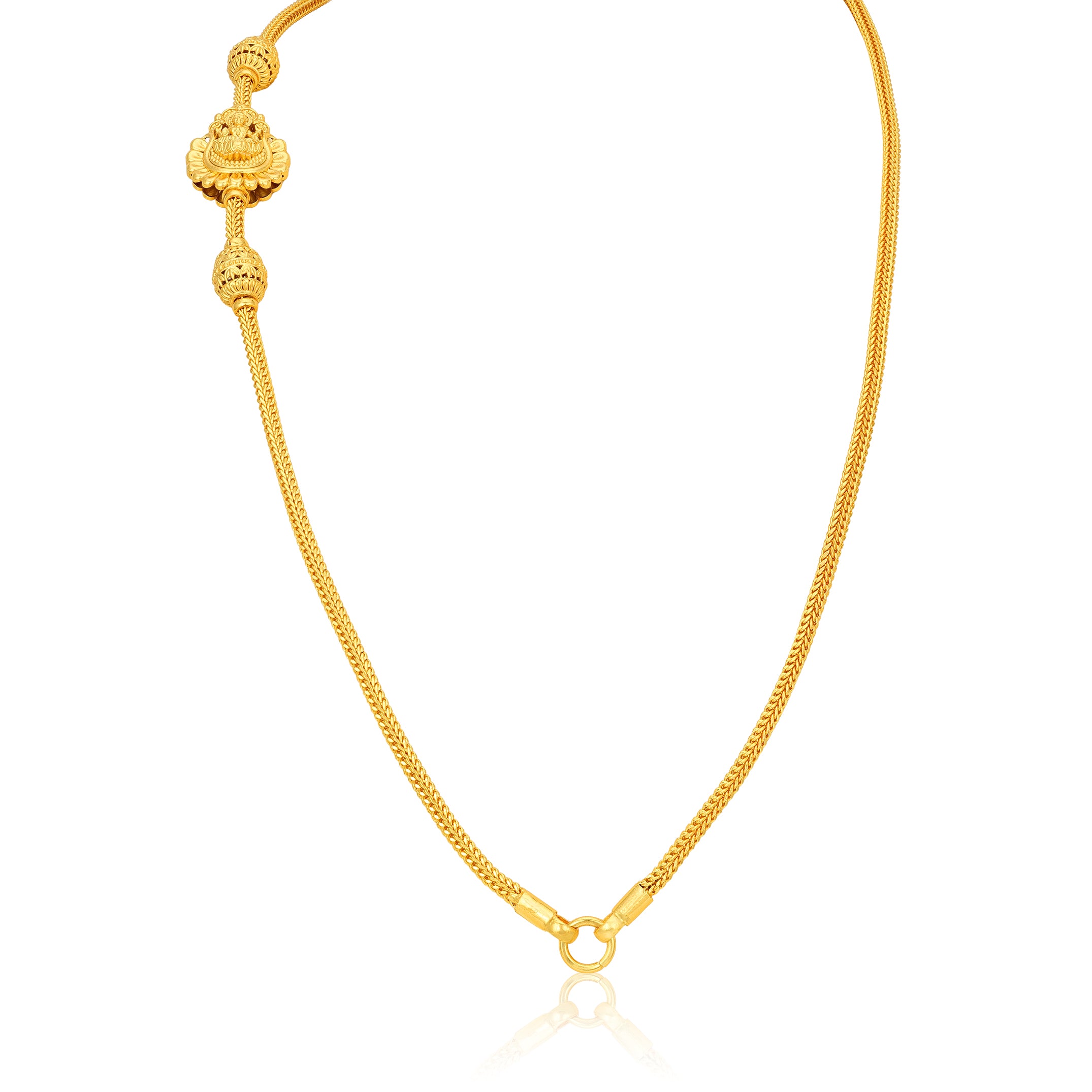 Golden Goddess Lakshmi Mugappu 925 Sterling Silver Thali Chain for Women