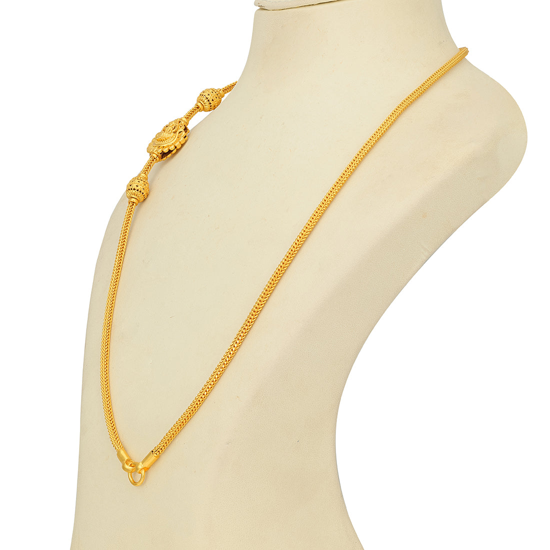 Golden Goddess Lakshmi Mugappu 925 Sterling Silver Thali Chain for Women