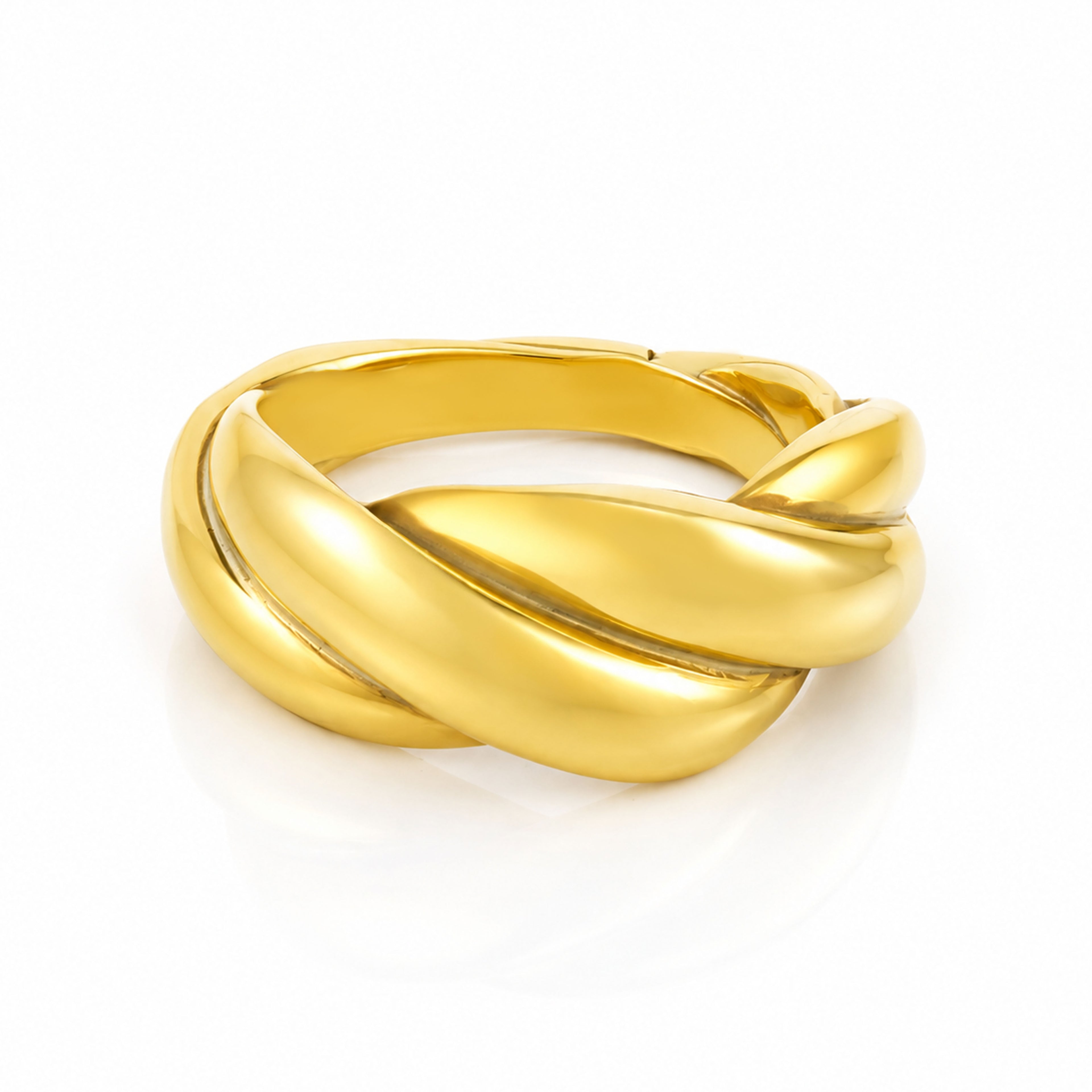 Golden Intertwined Grace 925 Sterling Silver Statement Ring