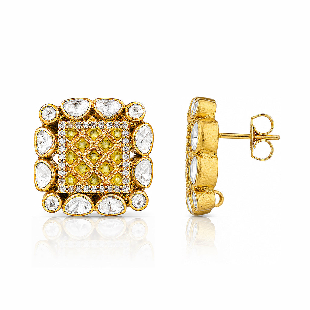 Golden Lattice Glow 925 Sterling Silver Earrings