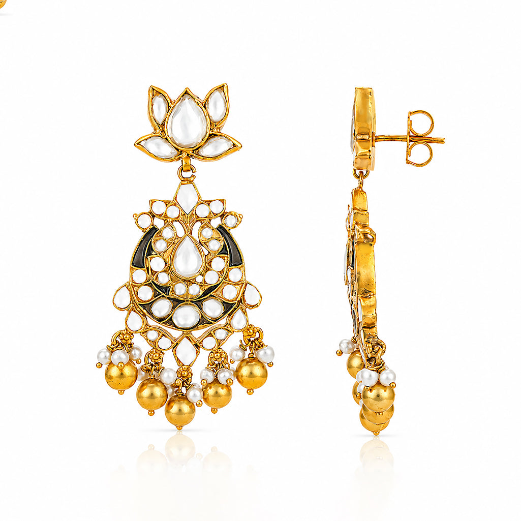 Golden Lotus Majesty 925 Sterling Silver Classic Earrings
