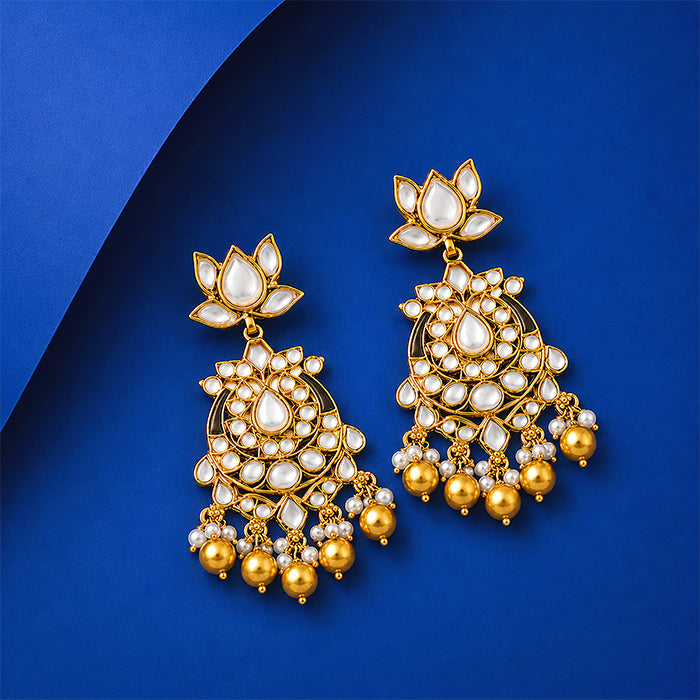 Golden Lotus Majesty 925 Sterling Silver Classic Earrings