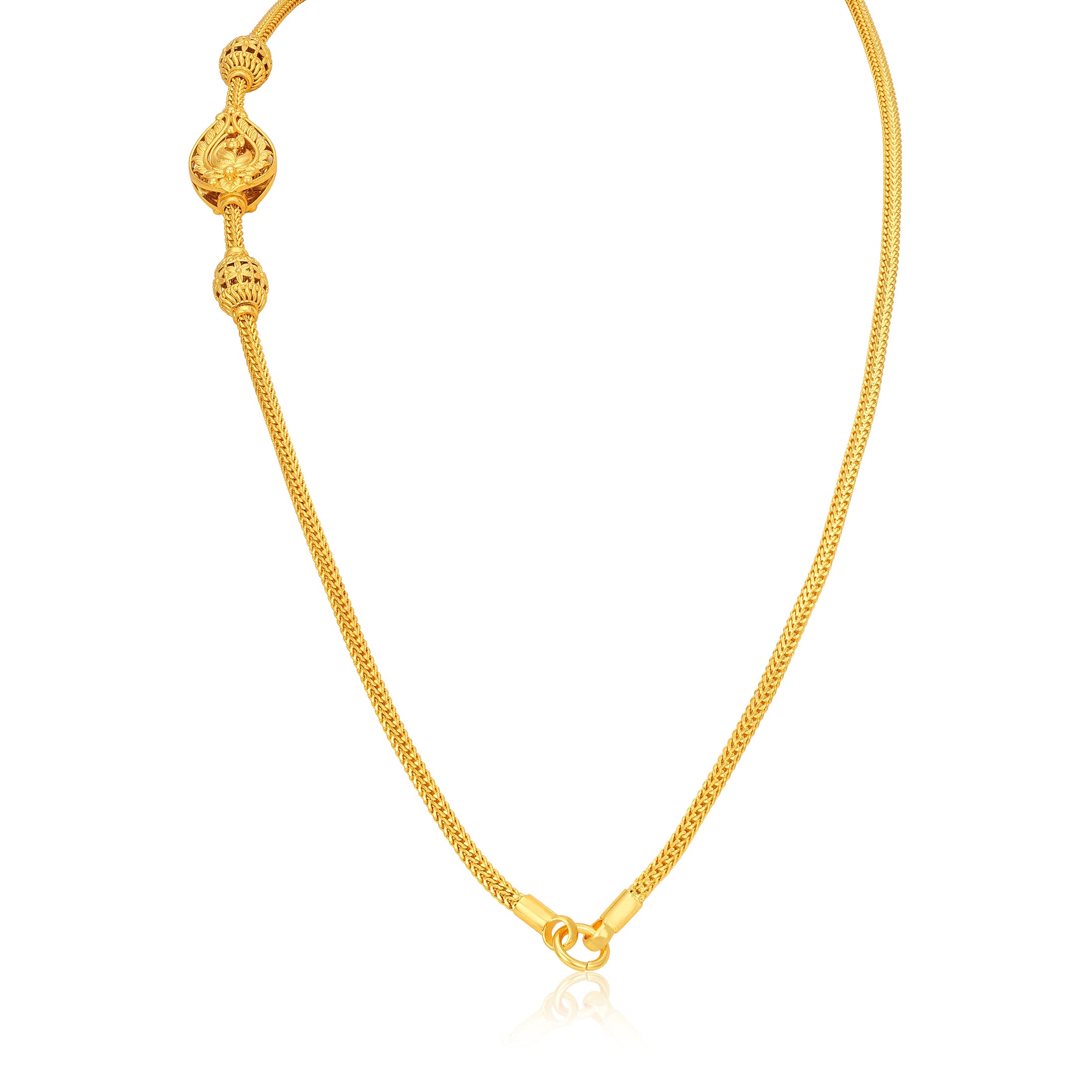 Golden Peacock Motif Mugappu 925 Sterling Silver Thali Chain for Women