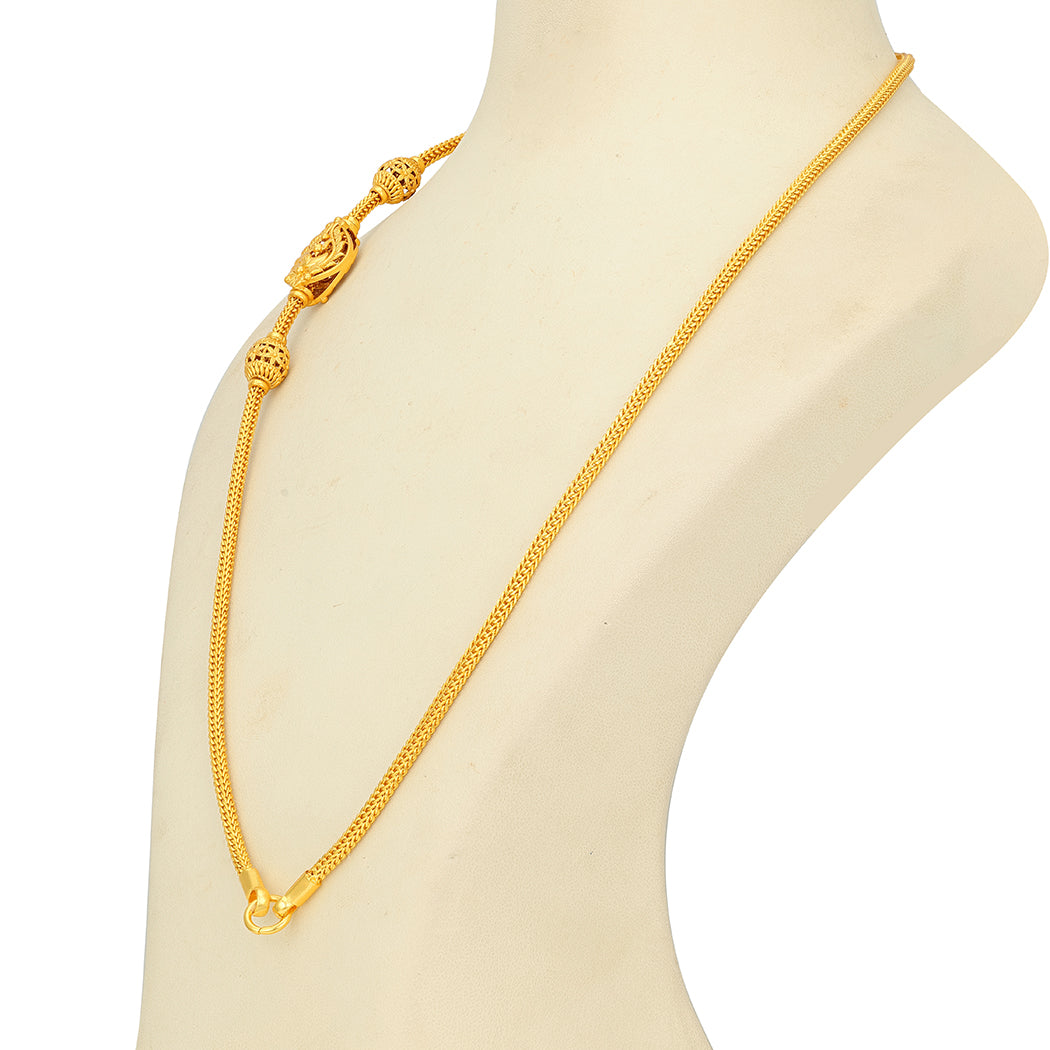 Golden Peacock Motif Mugappu 925 Sterling Silver Thali Chain for Women