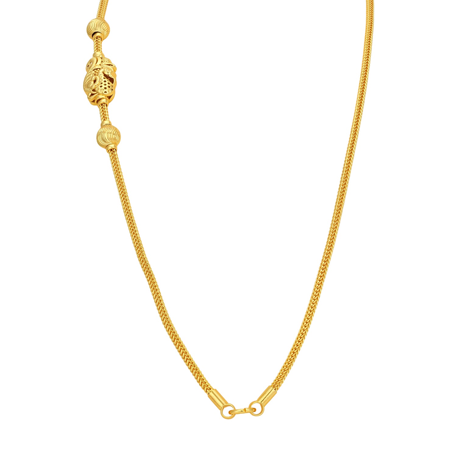 Golden Peacock Paisley Mugappu 925 Sterling Silver Thali Chain for Women