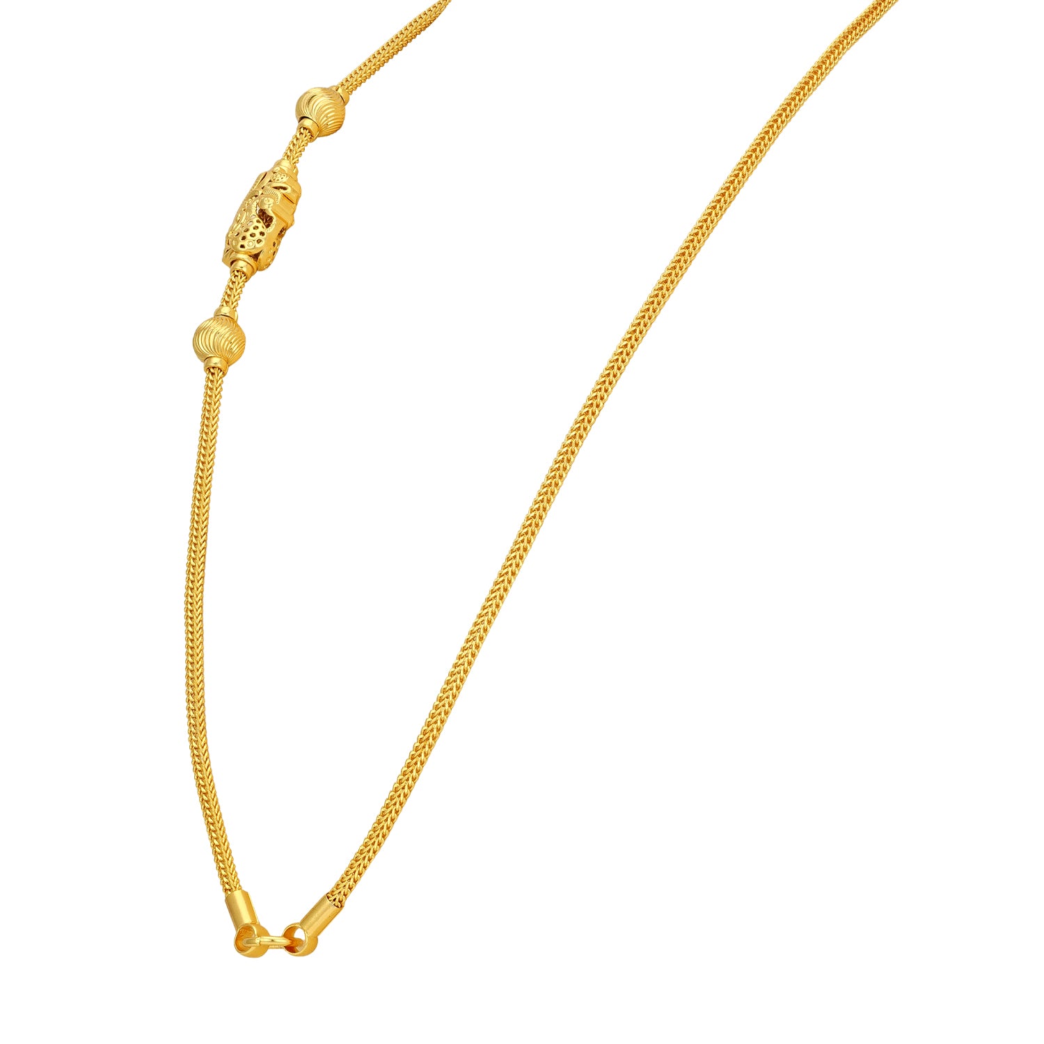 Golden Peacock Paisley Mugappu 925 Sterling Silver Thali Chain for Women