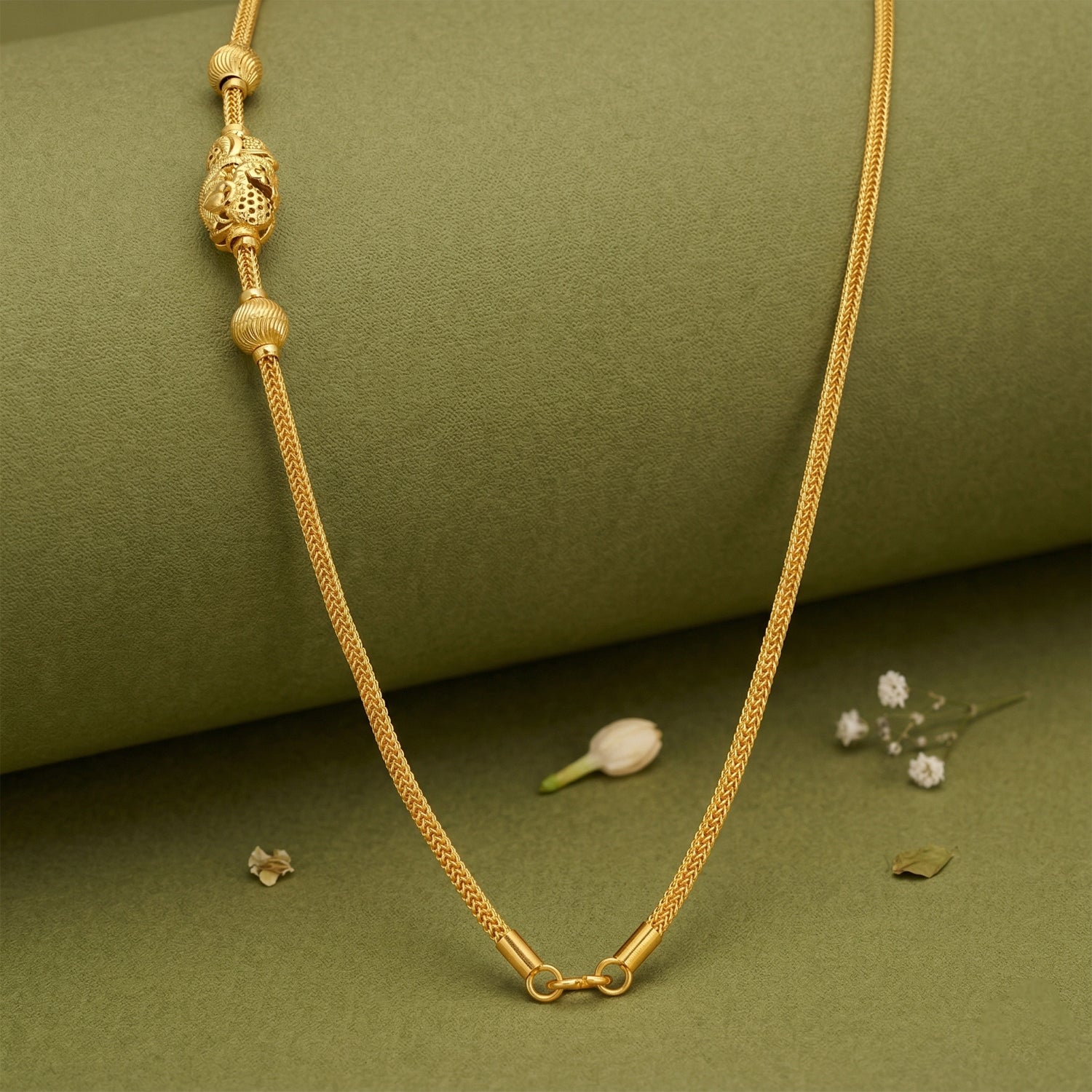 Golden Peacock Paisley Mugappu 925 Sterling Silver Thali Chain for Women