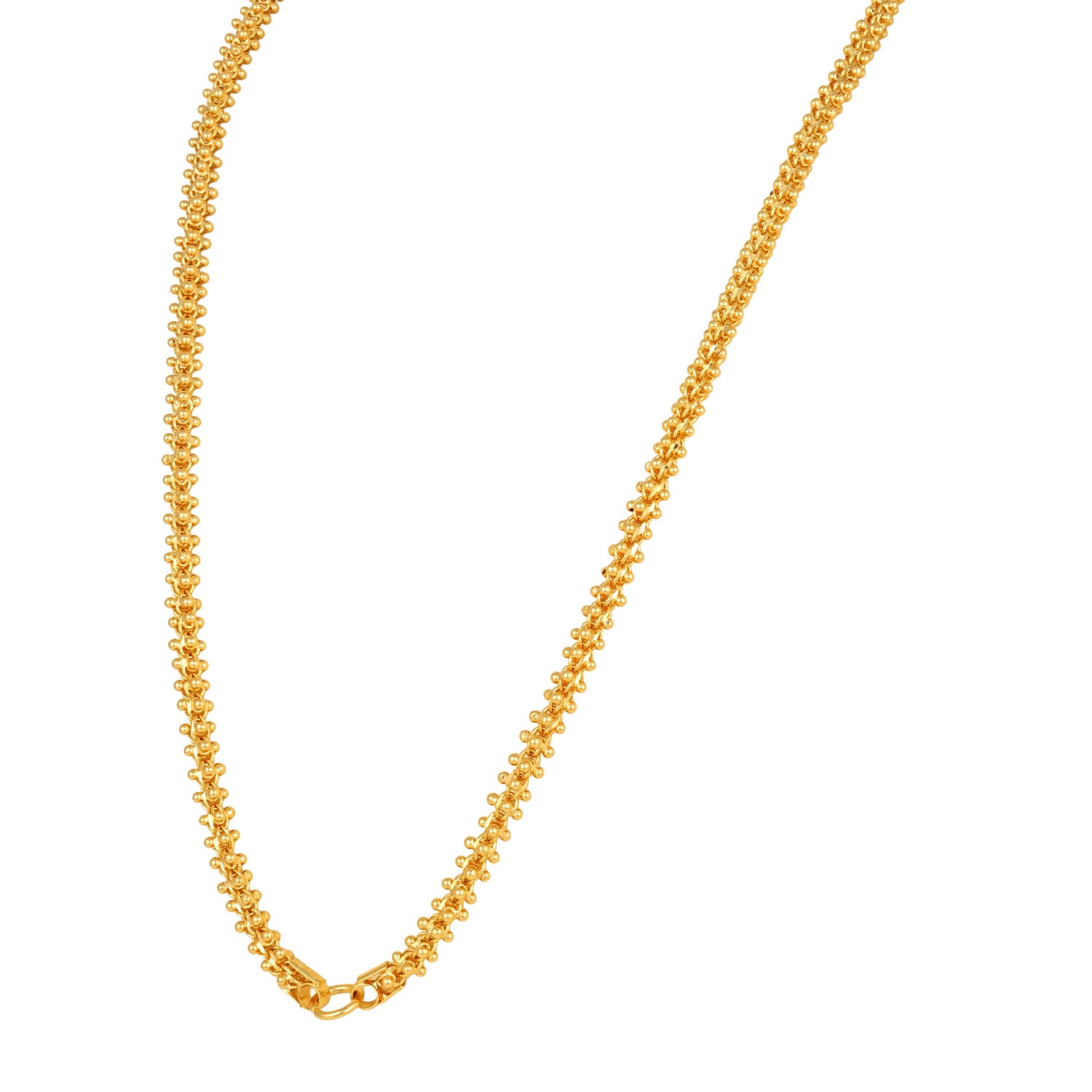 Golden Popcorn Texture Shine 925 Sterling Silver Chain for Women
