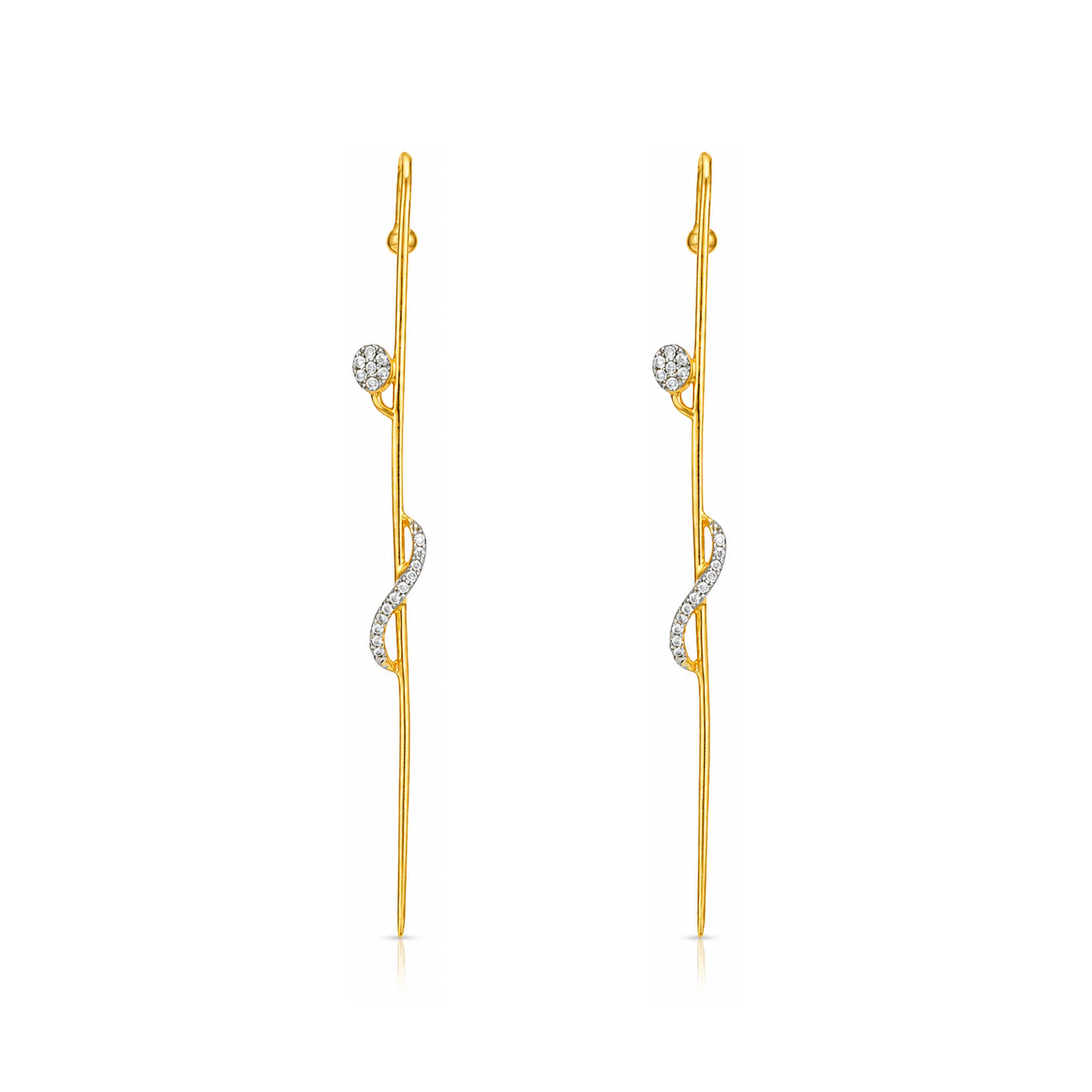 Golden Serpentine Sparkle 925 Sterling Silver Designer Earrings