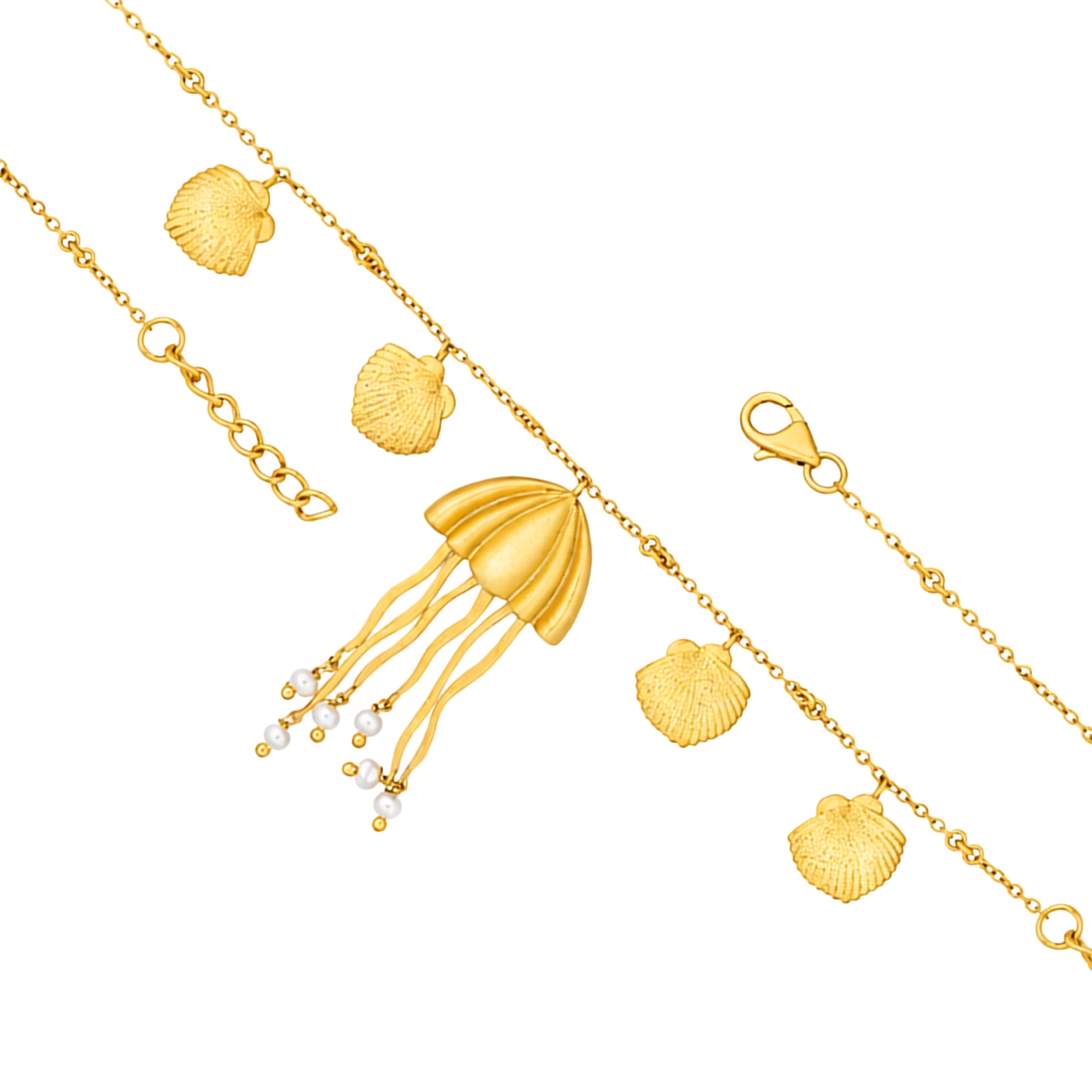 Golden Shell Tassel 925 Sterling Silver Chain Bracelet