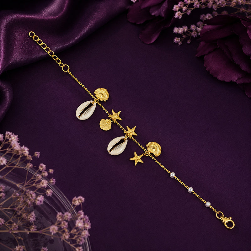 Golden Shore Dreams 925 Sterling Silver Statement Bracelet