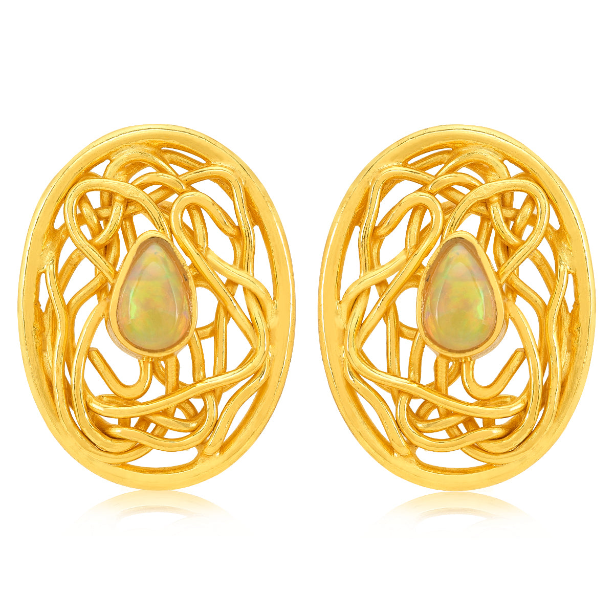 Golden Swirl Nest Silver Earring