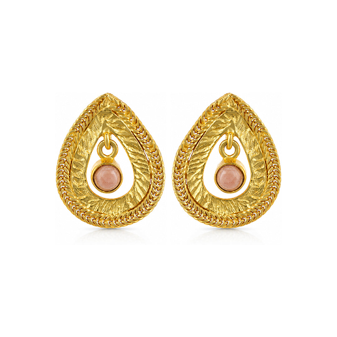Golden Teardrop Charm 925 Sterling Silver Earrings