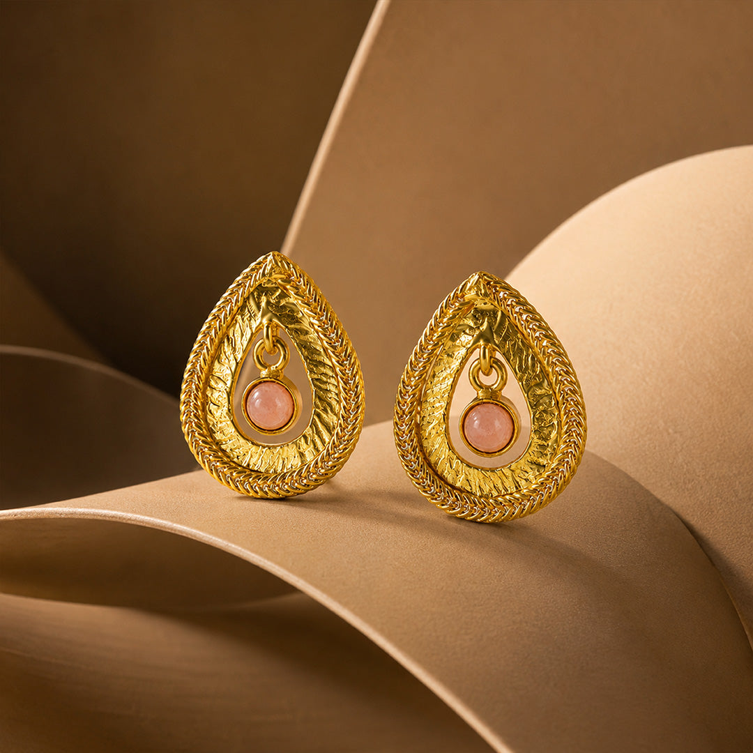 Golden Teardrop Charm 925 Sterling Silver Earrings
