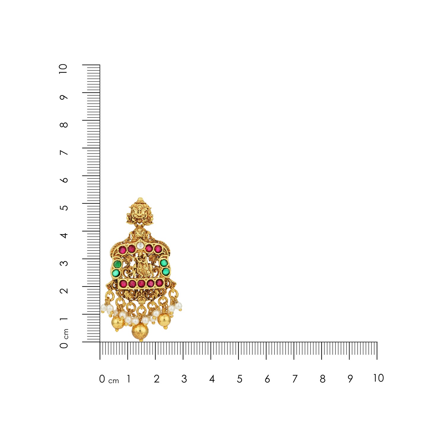 Golden Traditional Pink Green Stone Radha Krishna Ratha 925 Sterling Silver Gold Drop Earring for Women