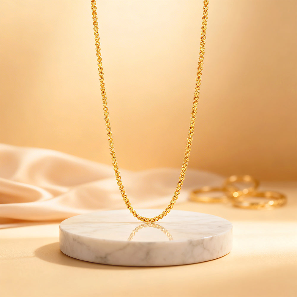 Golden Urban Twist Link 925 Sterling Silver Chain for Women