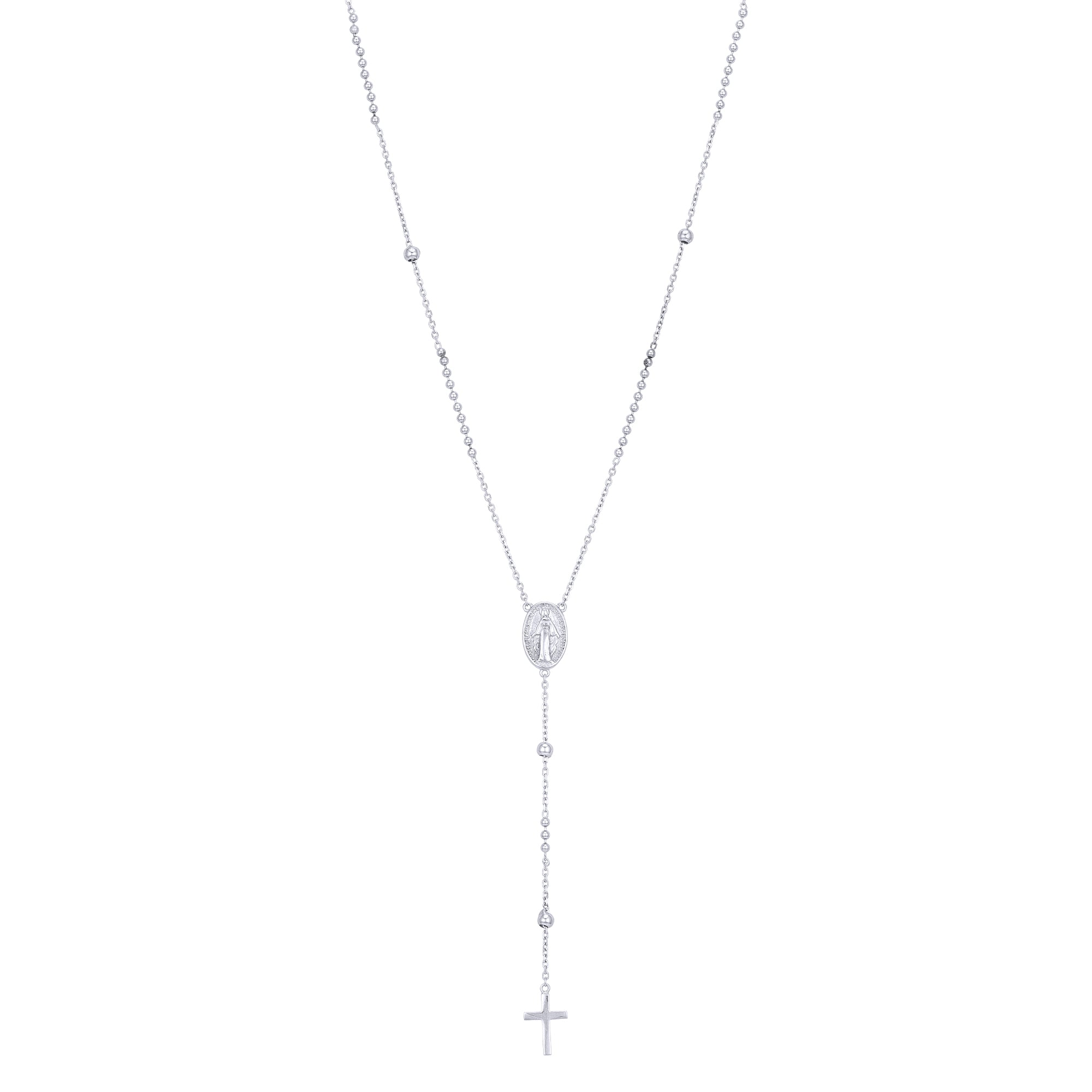 Graceful Cross Drop 925 Sterling Silver Holy Mary Chain Pendant for women
