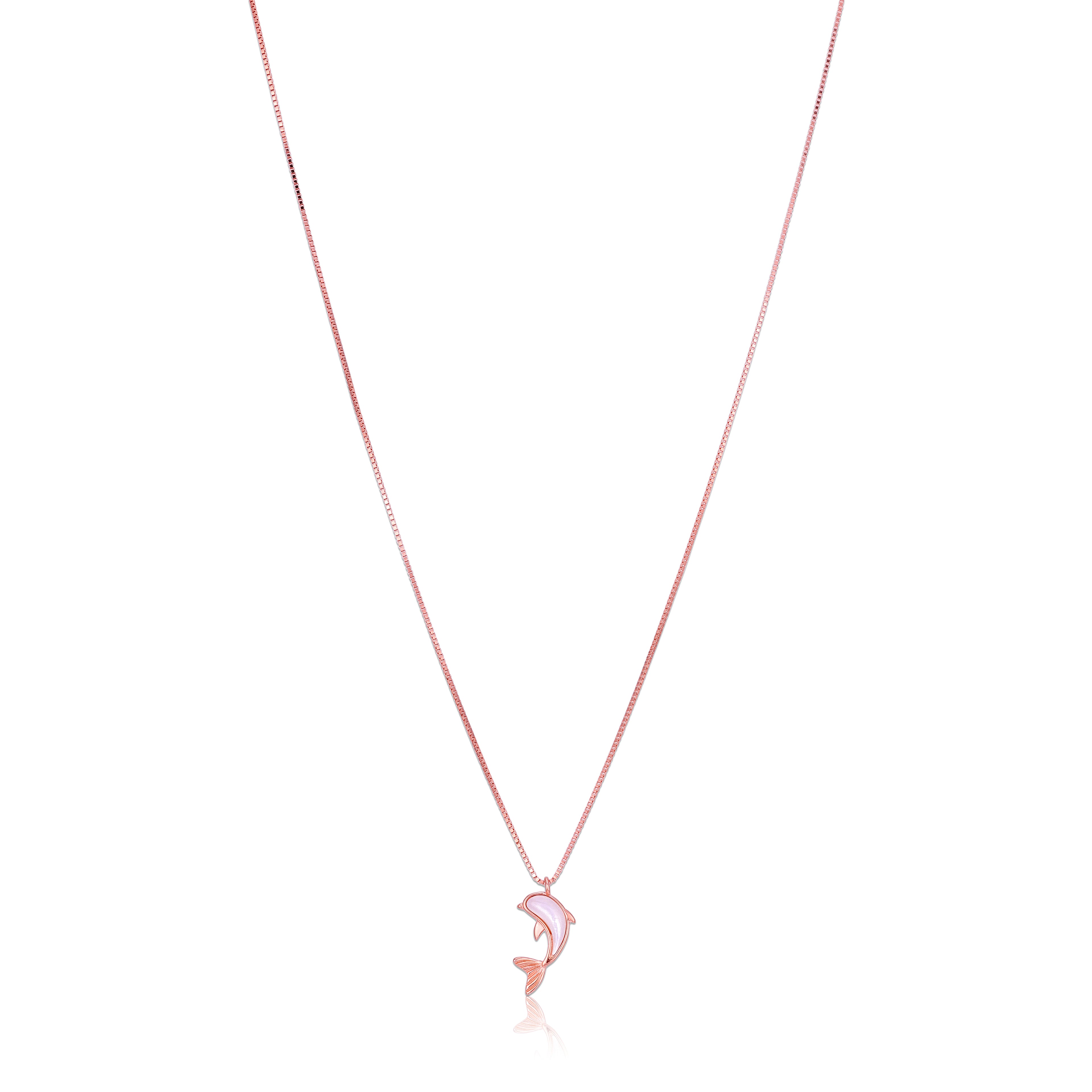 Graceful 925 Sterling Silver Rose Gold Dolphin Chain Pendant for Women