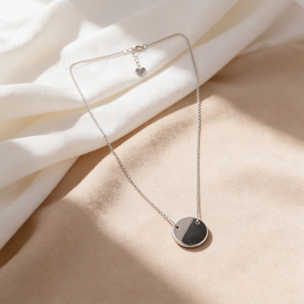 Graceful Classic Disc 925 Sterling Silver Chain Pendant