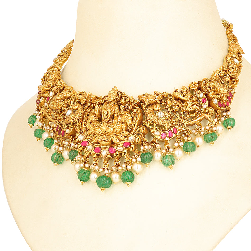 Grand Lakshmi Peacock 925 Sterling Silver Necklace for Women