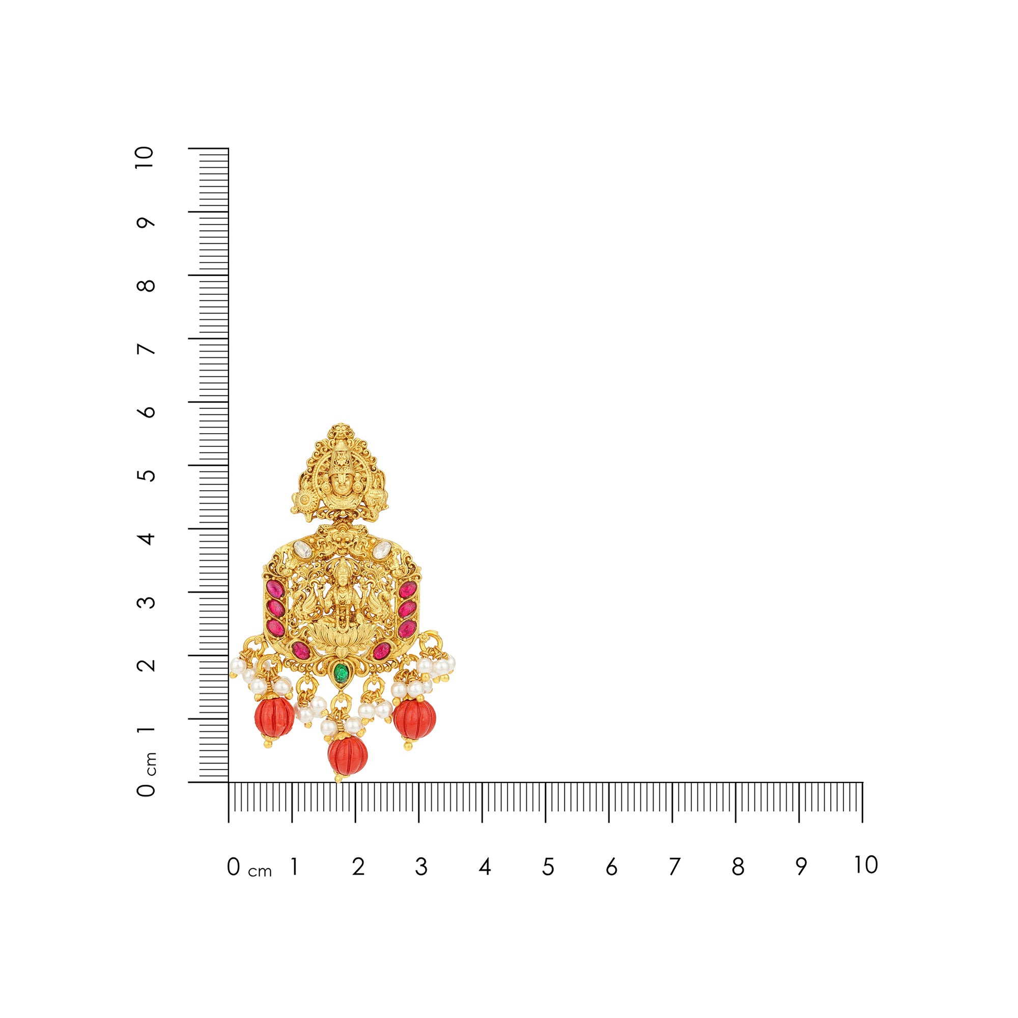 Grand Golden Lord Venkatesa Lakshmi Ratha 925 Sterling Silver Pearl Coral Drop Earring for Women