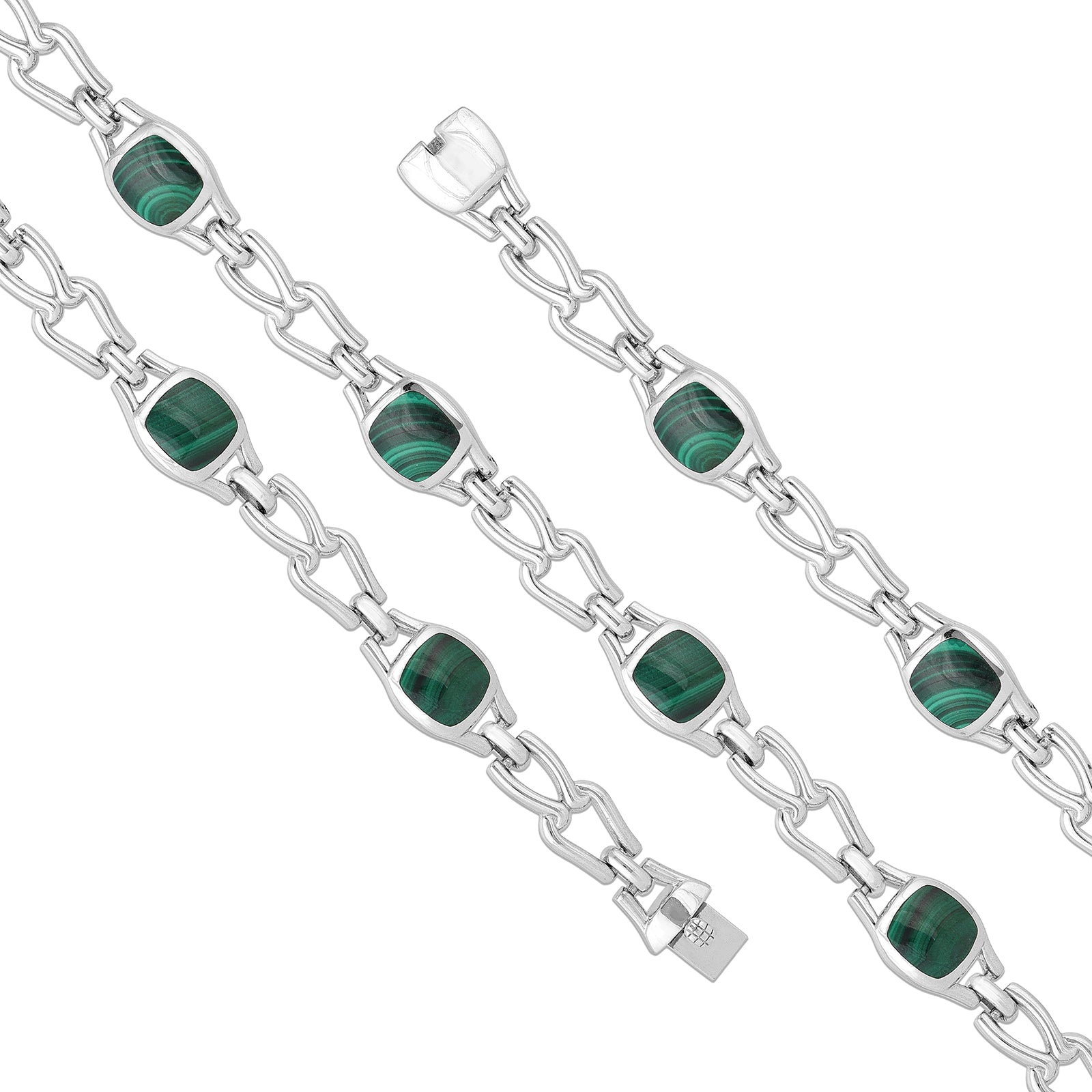 Green Malachite 925 Sterling Silver Bracelet for women