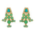 Green Beads Drop Turquoise 925 Gold Plated Earrings