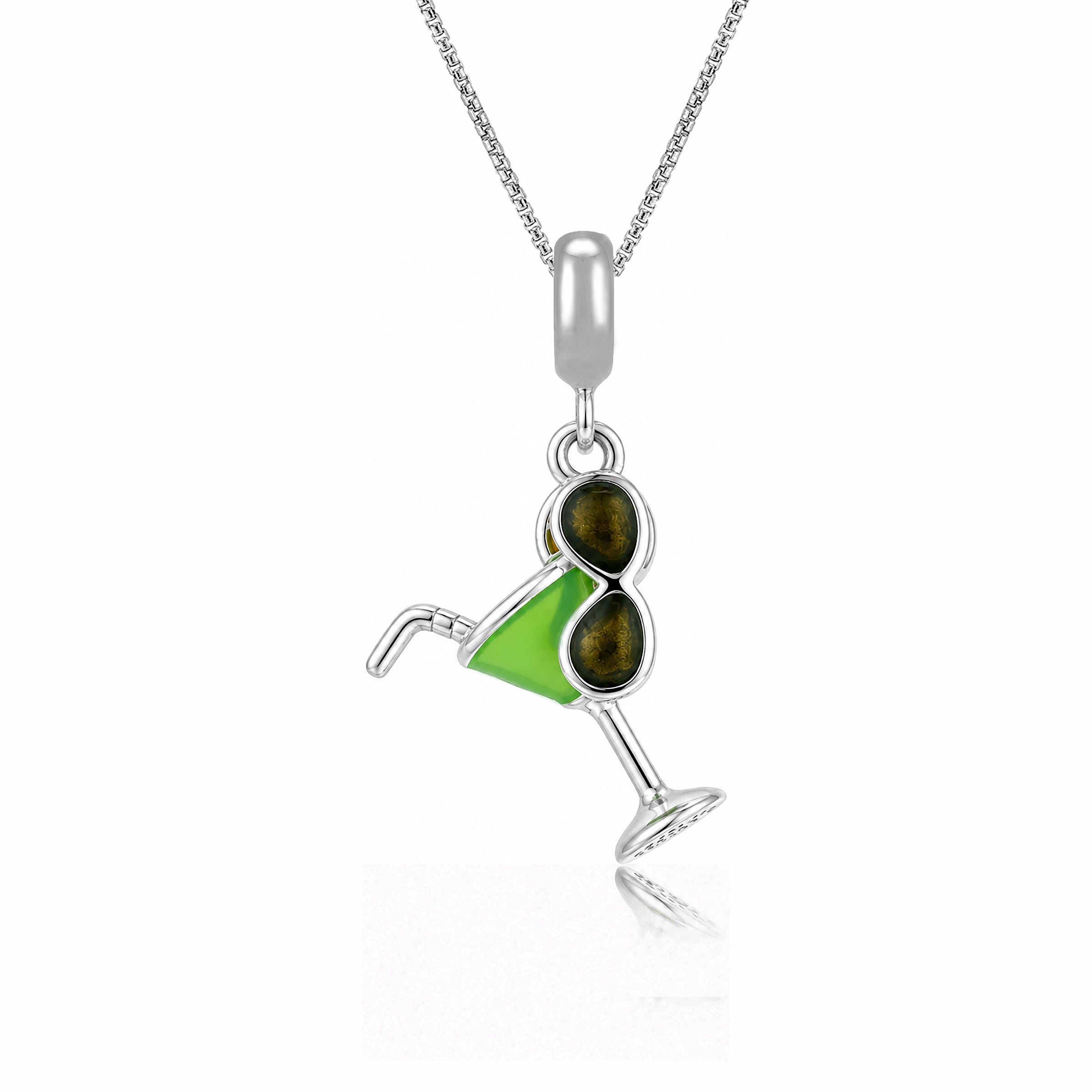 Green Cocktail 925 Sterling Silver Pendant