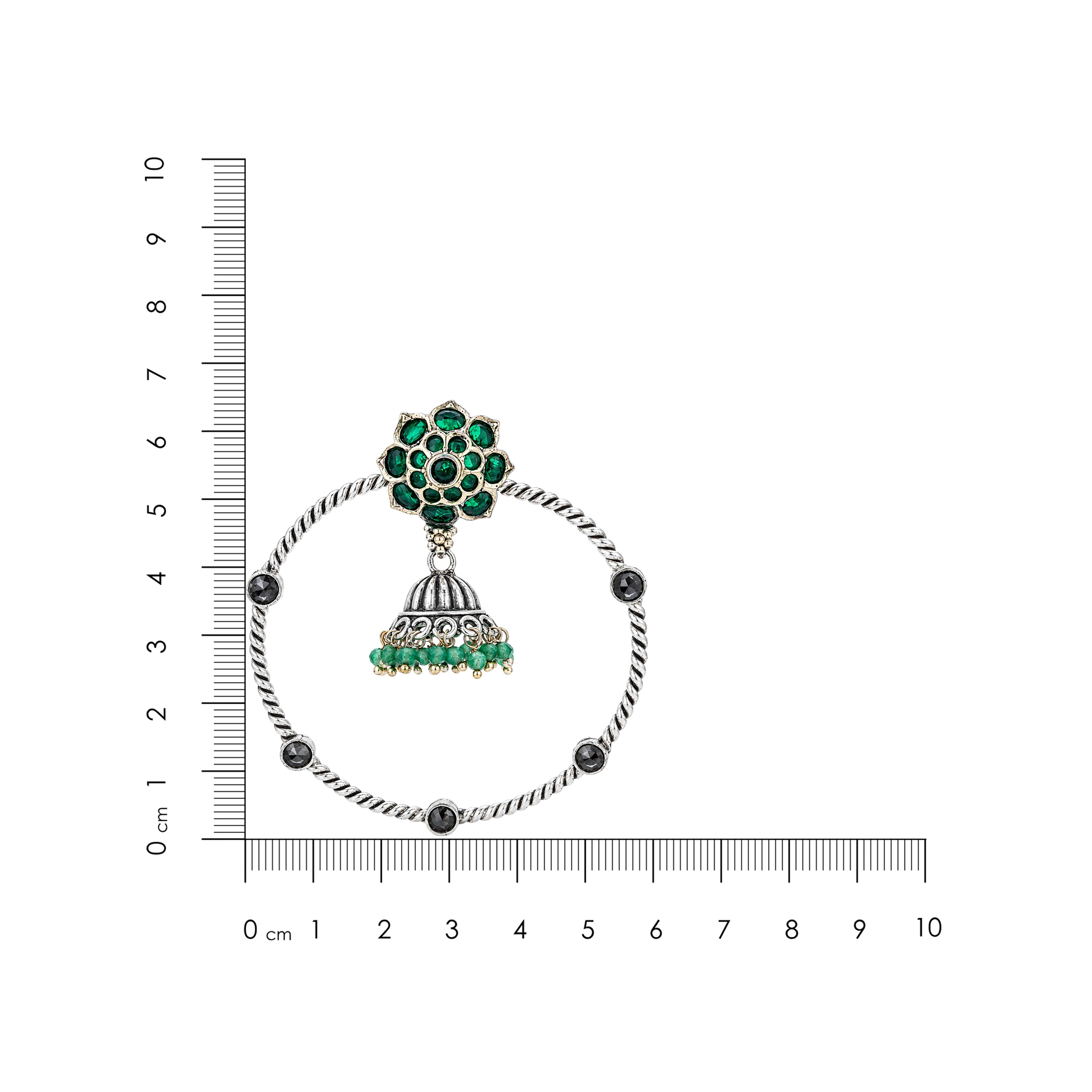 Green Floral 925 Sterling Silver Jhumka Drop Earrings