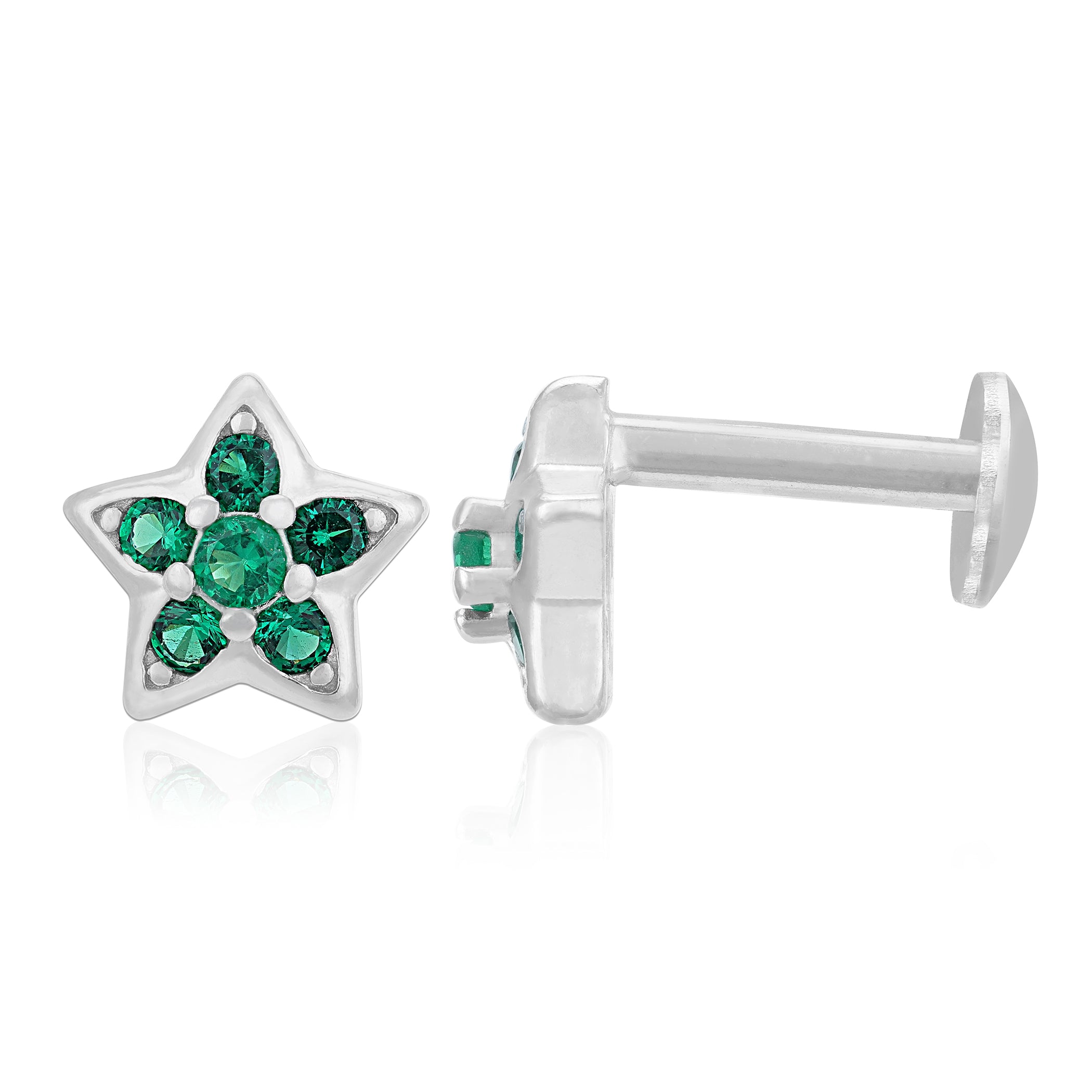 Green Star Blossom 925 Sterling Silver Stud for Women