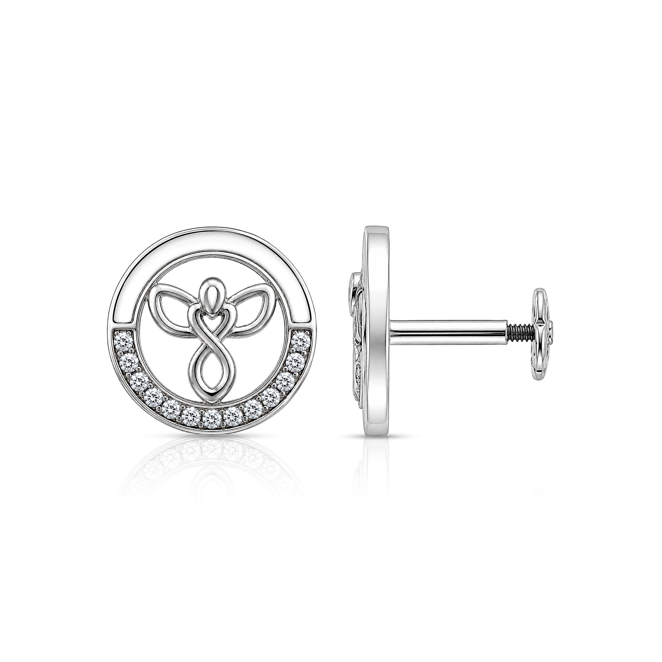 Guardian Angel Sparkle 925 Sterling Silver Stud for Women