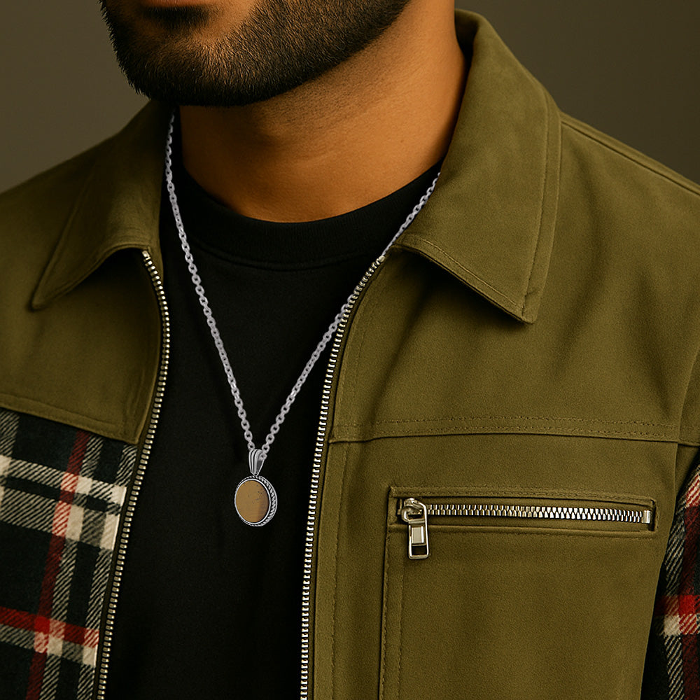 Halo 925 Rope Bound Oxidised Tiger Eye Pendant