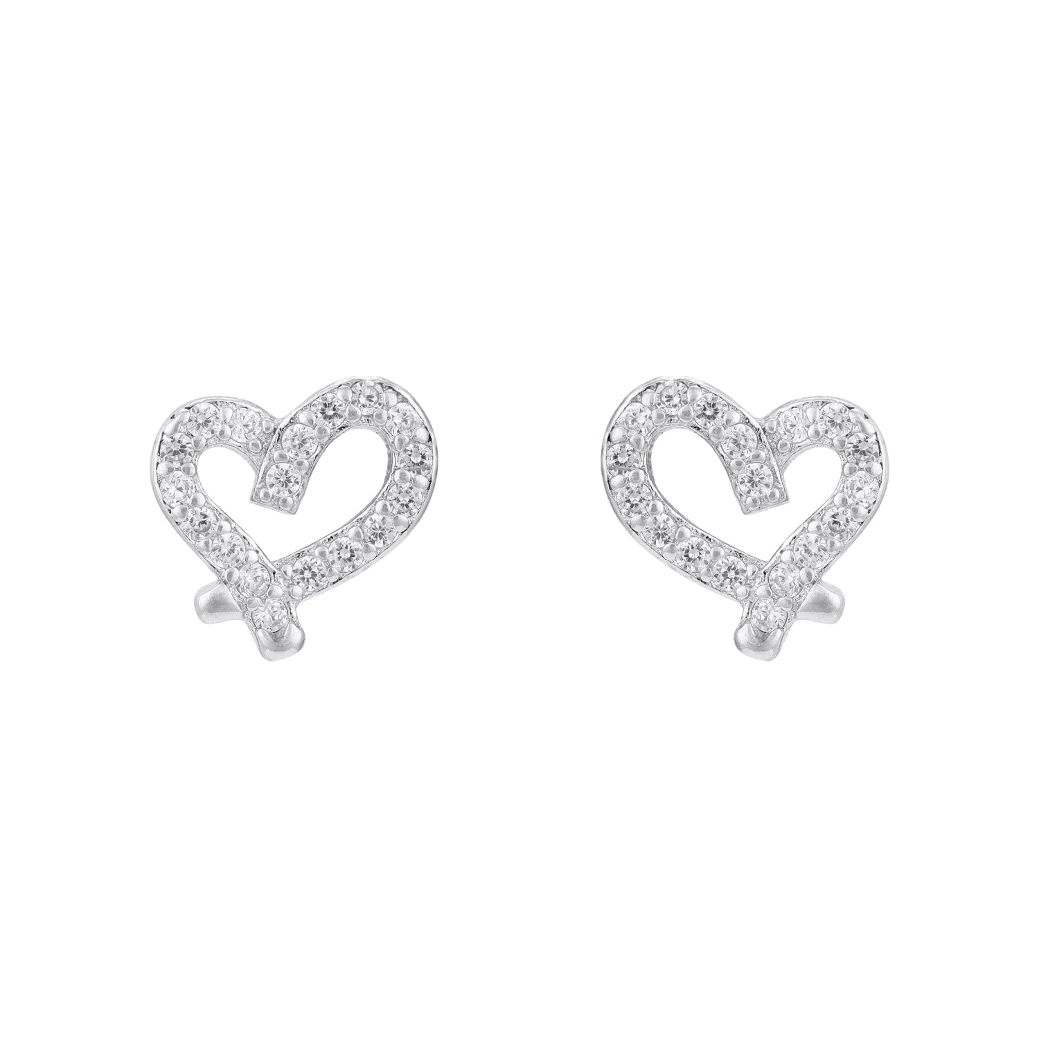 Heart Charm Accent 925 Sterling Silver Earrings for Women