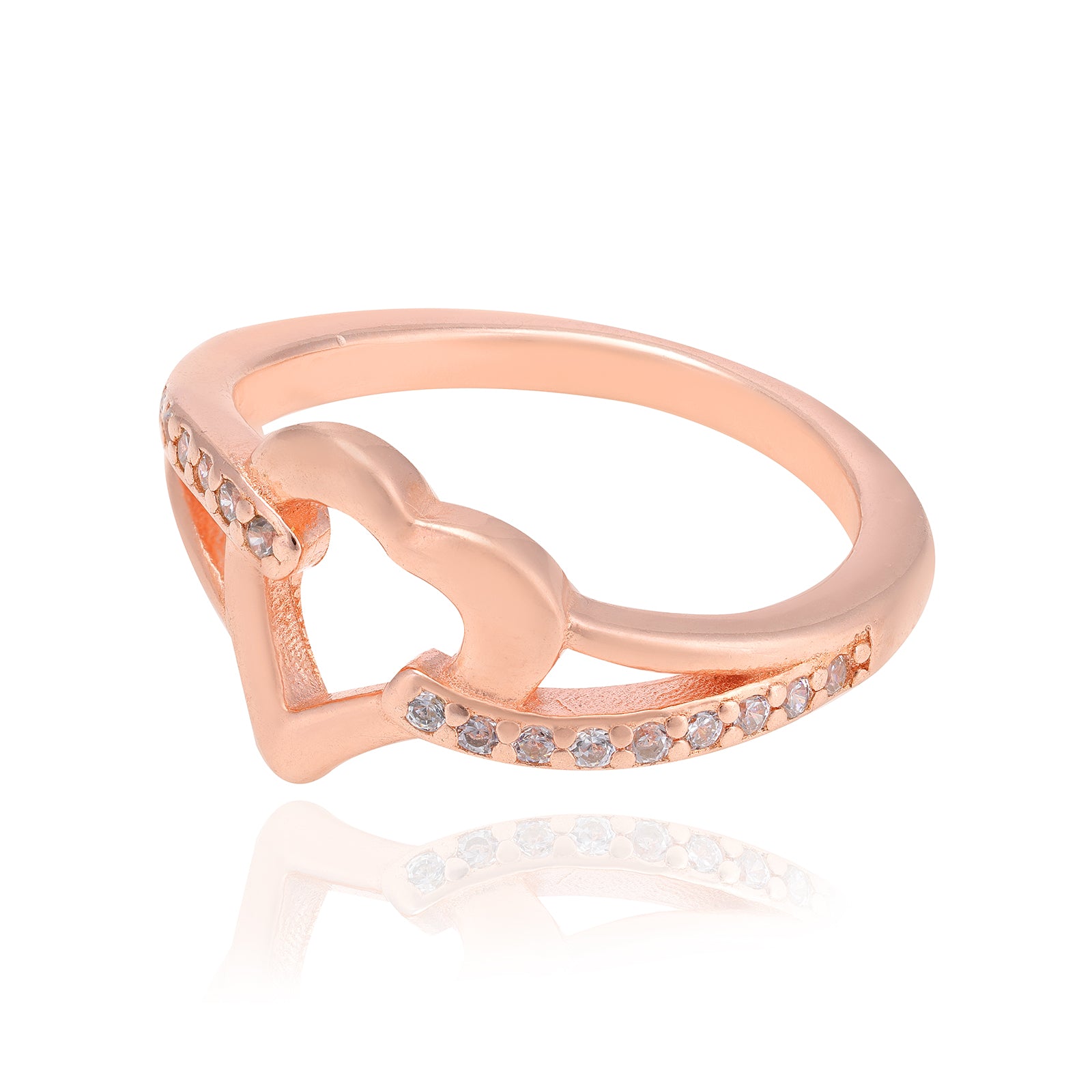 Heart Centered Rose Gold 925 Side Grip Ring