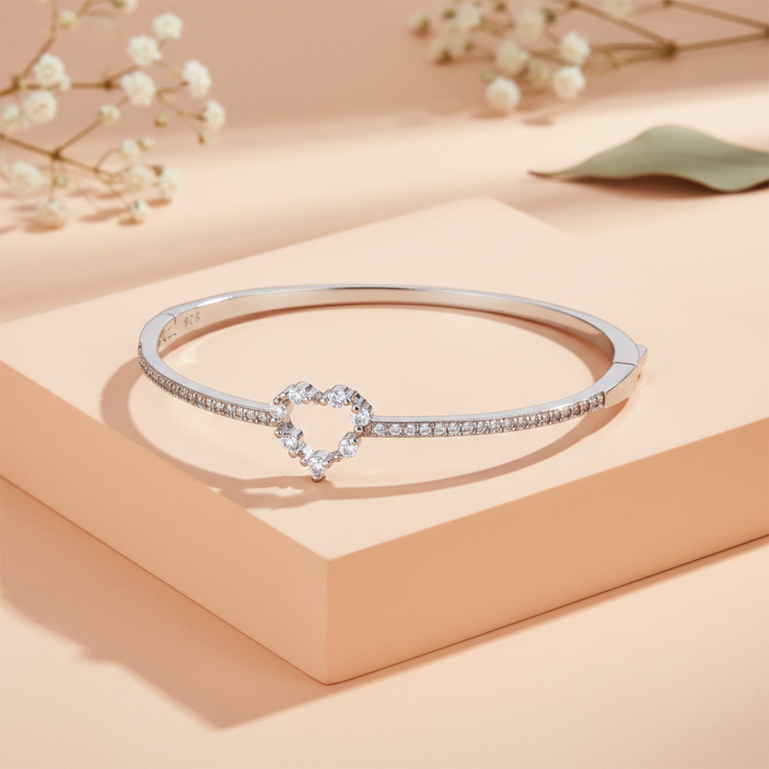 Heart Frame Stone Silver Kada