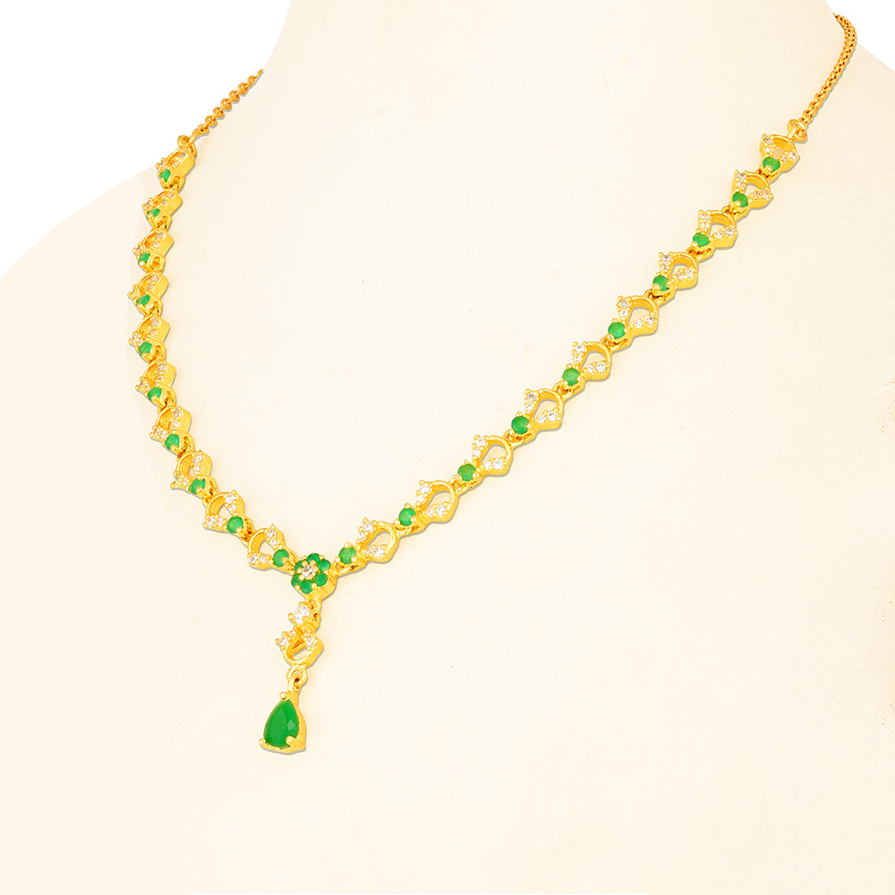 Heart Link Floral Drop 925 Sterling Silver Necklace for Women